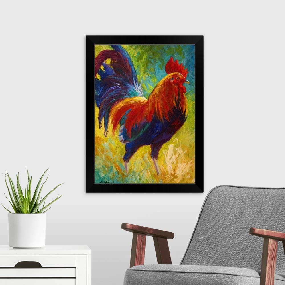 Hot Shot Rooster Black Framed Art Print - Premium Rooster Wall Art Decor for Kitchen, Dining Room, or Farmhouse Style Home