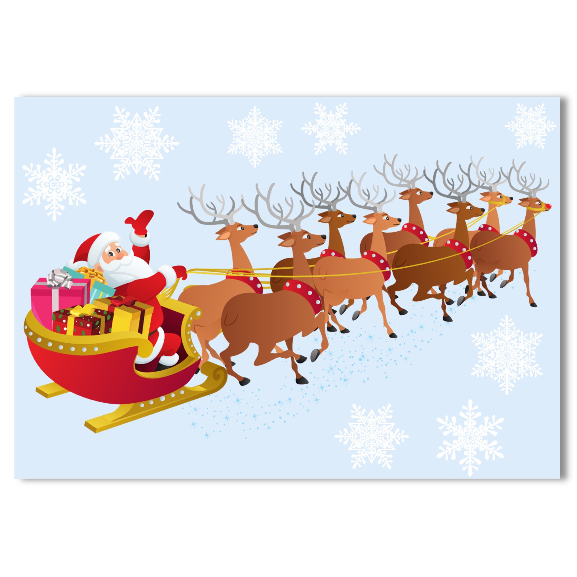 Santa on Sleigh Window Cling with 36 Snowflake Stickers - Easy Christmas Decorations - Glueless Vinyl Decals for Windows, Doors & Glass - Holiday Home Decor & Party Supplies