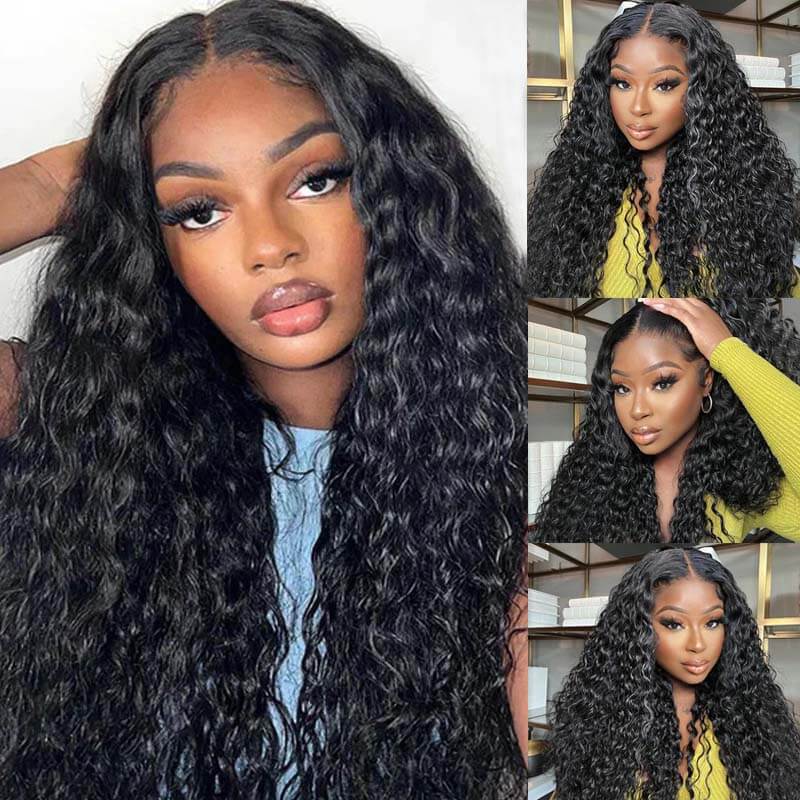 Eullair 9x6 Lace Front Wigs Human Hair - Glueless Pre Plucked Water Wave Wigs with Bye Bye Knots & Pre Cut Lace - Natural Looking Wigs for Black Women - Perfect for Daily Wear, Parties & Special Occasions