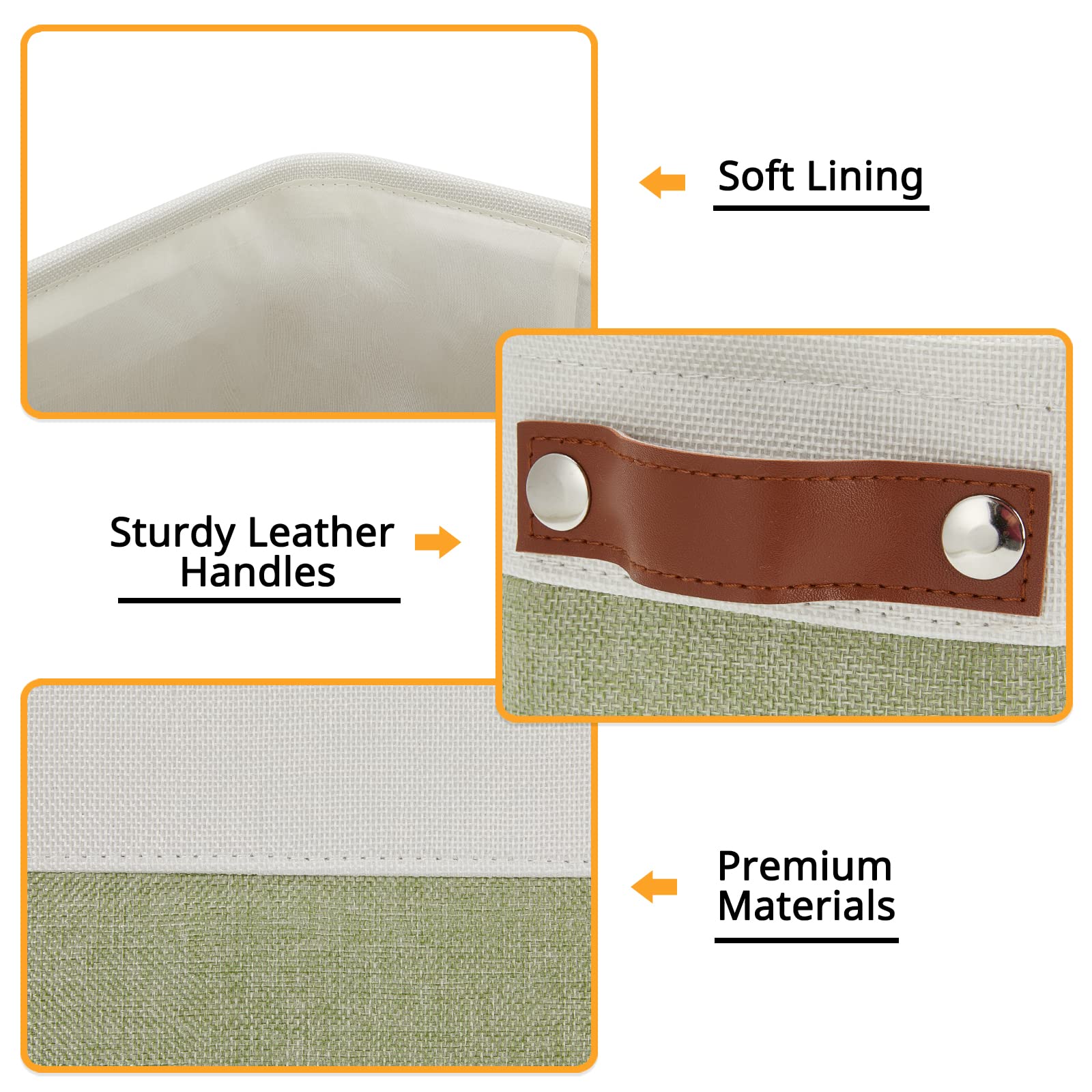 DULLEMELO Narrow Bathroom Storage Basket with Handles - Canvas Toilet Paper & Magazine Organizer for Bathroom (White & Green) | Perfect for Small Spaces, Apartment Bathrooms & Clutter-Free Organization
