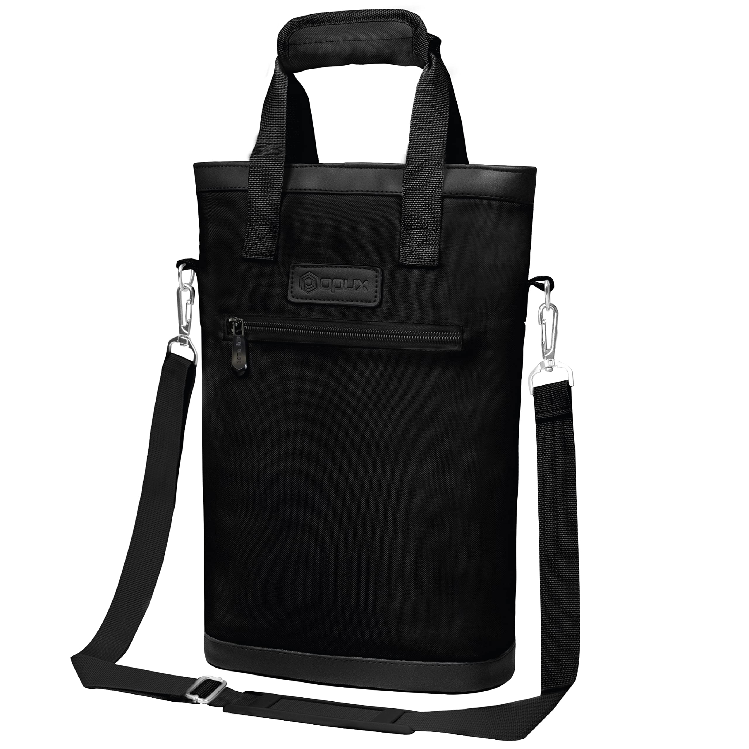 OPUX Insulated Leakproof 2 Bottle Wine Cooler Bag - Portable Wine Tote Carrier for Travel, Picnic & BYOB - Perfect Gift for Wine Lovers (Men & Women) - Birthday, Christmas & Party Essential - Black