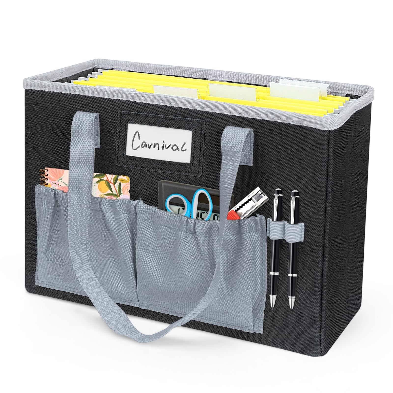 abcxgood Collapsible Hanging File Organizer Box - Letter Size Desktop Document Storage with Front Pocket & Handles for Home Office | Black | Perfect for Bills, Receipts & Important Paperwork Organization