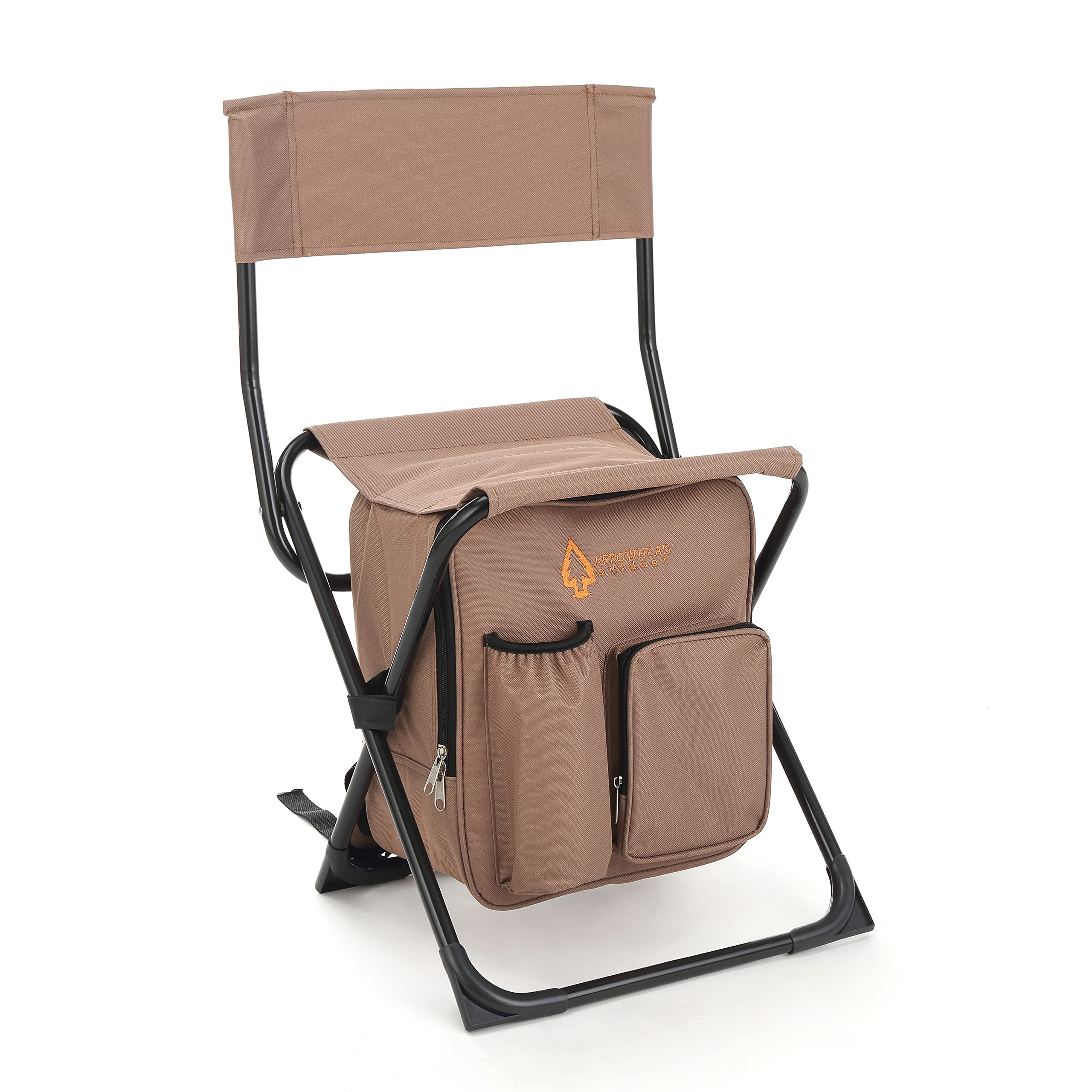 ARROWHEAD OUTDOOR 3-in-1 Camp Chair: Backpack, Stool & Insulated Cooler with Bottle Holder, Storage Bag, External Pockets & Backrest - Heavy-Duty for Fishing, Hiking, Camping & Outdoor Adventures