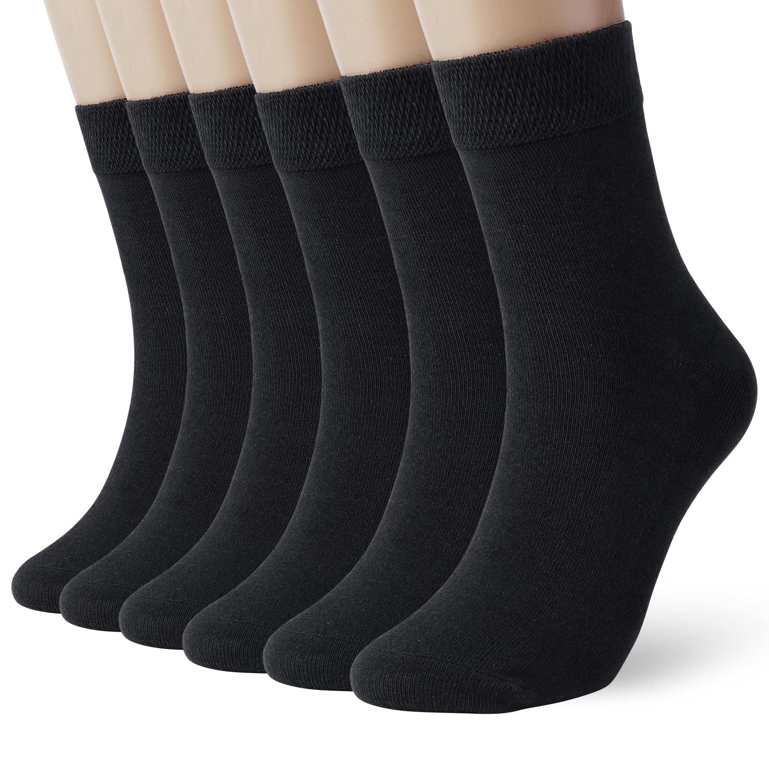 MIUMOY 6 Pack Cotton Calf Socks for Men & Women - Dress Casual Wear in Grey Navy Black