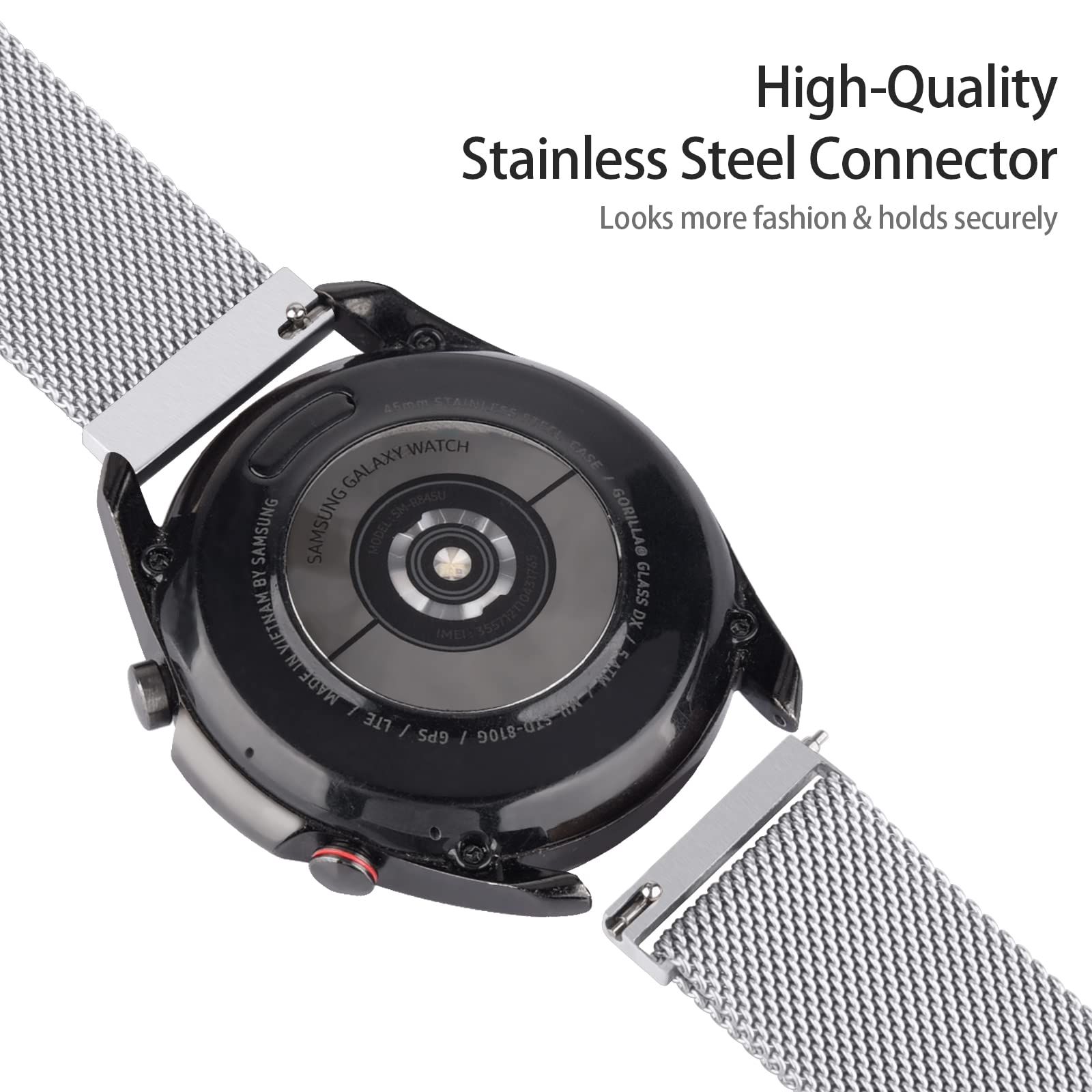 Stainless Steel Metal Watch Band for Men & Women - Quick Release Adjustable Mesh Solo Loop Bracelet Replacement (20mm 22mm) - Perfect for Daily Wear, Office & Casual Outfits