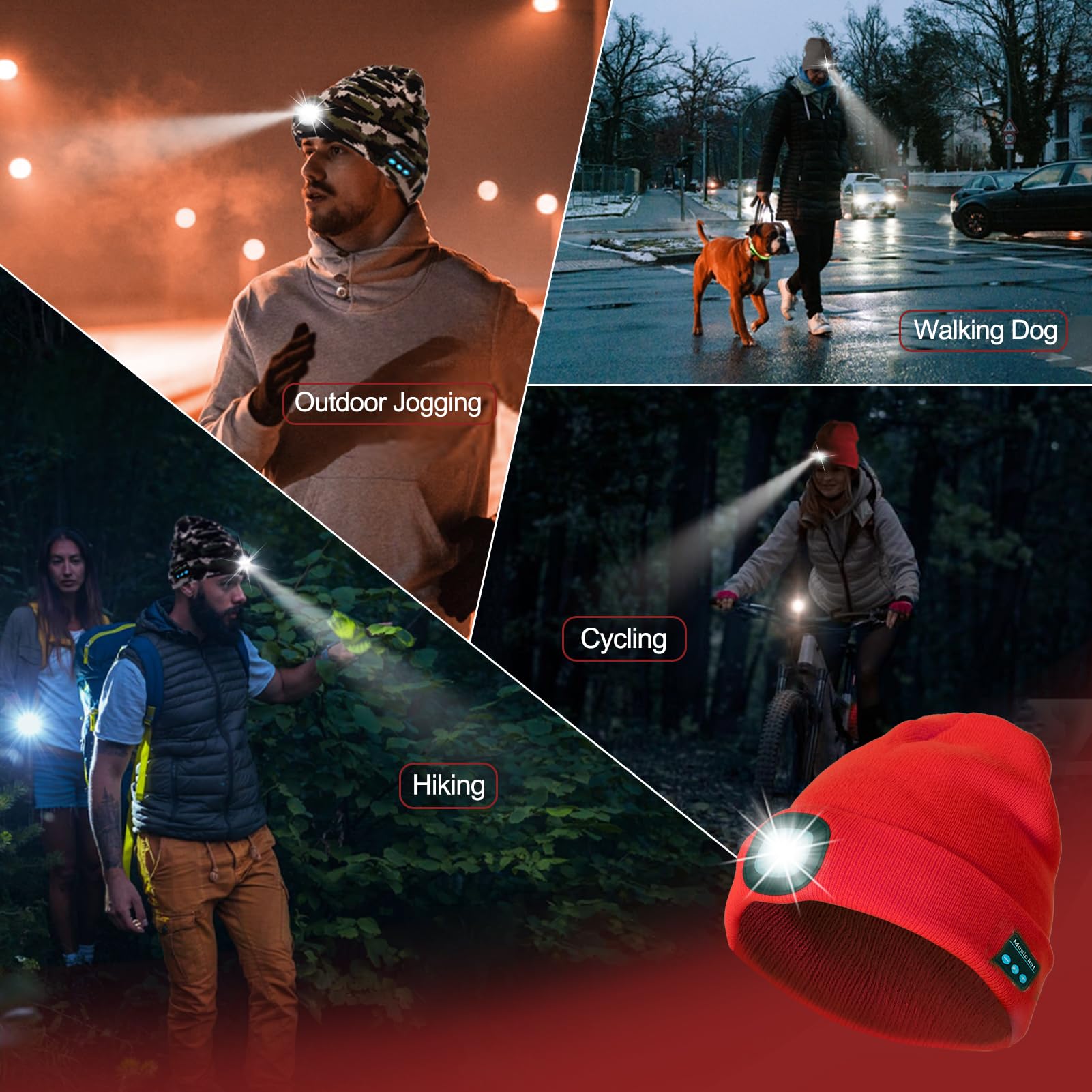 Rechargeable LED Beanie Hat with Light - Unisex Winter Warm Knit Cap for Men & Women - Perfect Gift for Birthday, Christmas & Outdoor Activities like Camping, Hiking & Night Running