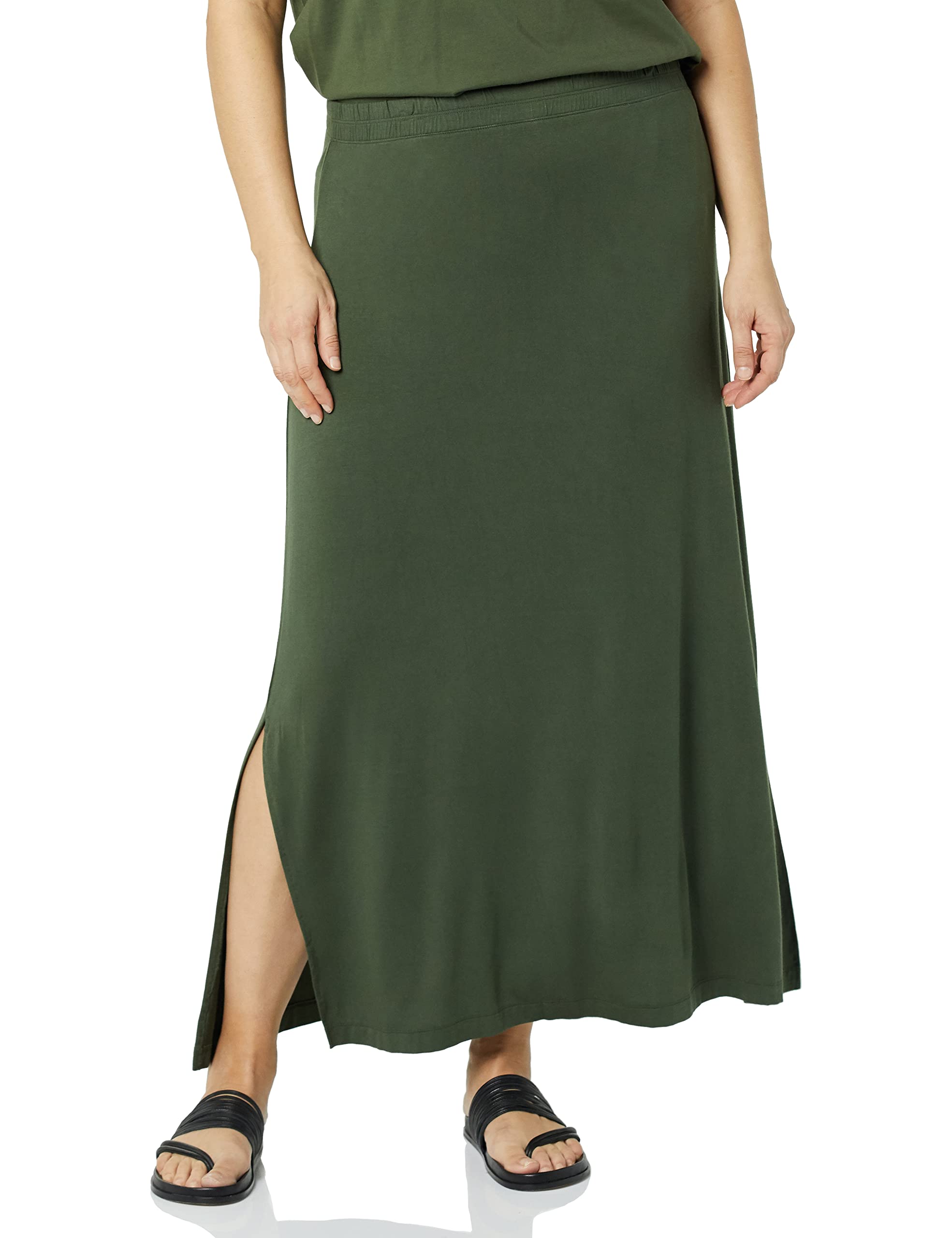 Amazon Essentials Women's Knit Maxi Skirt - Comfortable Stretchy Long Skirt for Women, Casual & Elegant Midi Dress for Everyday Wear, Office, or Date Night