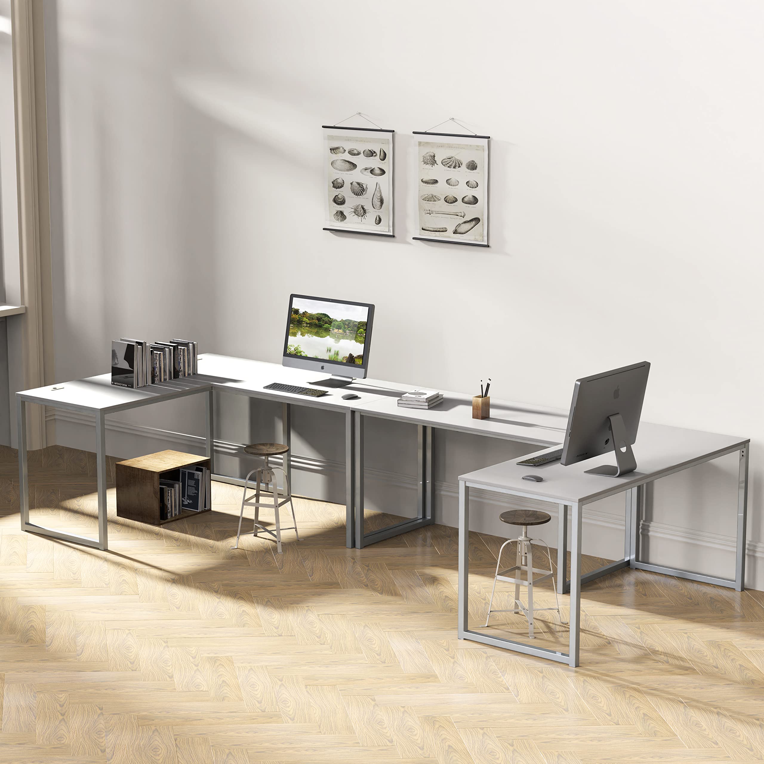 SHW Mission 48-Inch Home Office Computer Desk in White - Modern Writing Desk for Small Spaces, Perfect for Remote Work, Study & Gaming (Home Office Furniture)