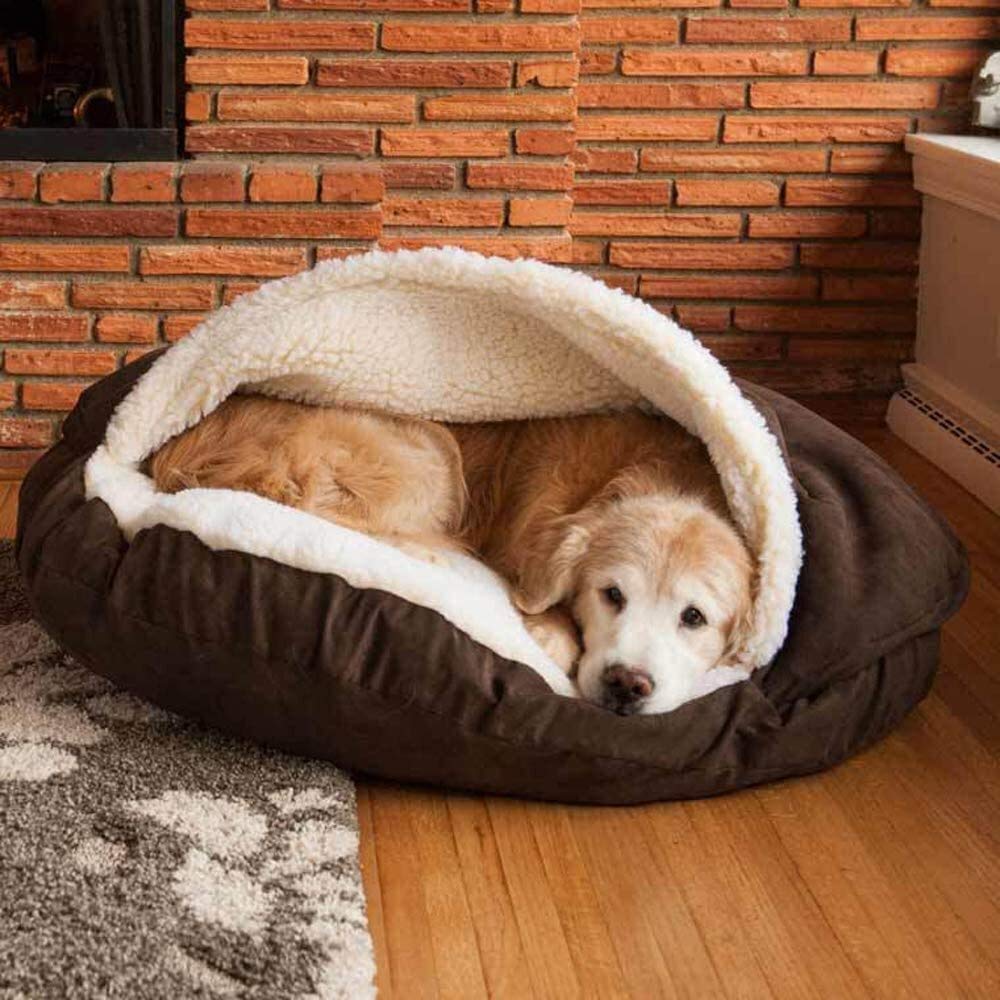 Warm Dog Bed Cave - Large Pet Nest Sleeping Bag for Big Dogs, Cats, Puppies & Rabbits | Detachable & Washable Kennel Pad | Cozy Indoor House Pet Supplies for Winter & Cold Weather