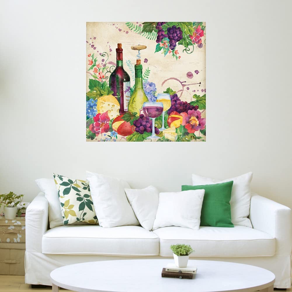 Paul Brent Siena Wine Square Fine Art Canvas Wall Decor - 22x22 Inch Ready to Hang Painting for Living Room, Bedroom, Office & More - Perfect for Home, Kitchen, Bar & Dining Room Decor