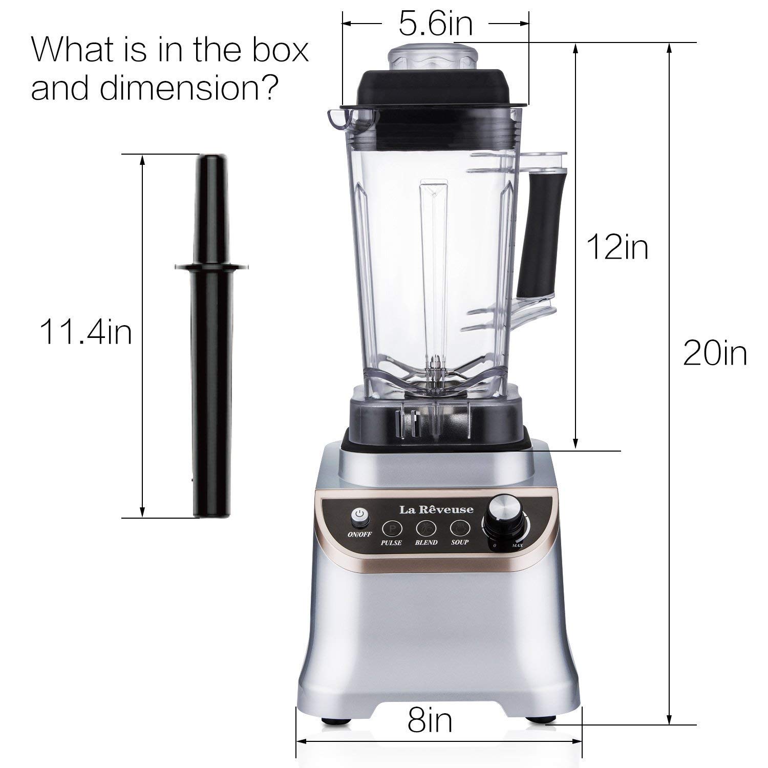 La Reveuse 1200W High-Speed Blender with 51oz BPA-Free Jar - Professional Countertop Blender for Smoothies, Protein Shakes, Frozen Drinks & Ice Crushing - Perfect for Home Kitchen & Healthy Lifestyle