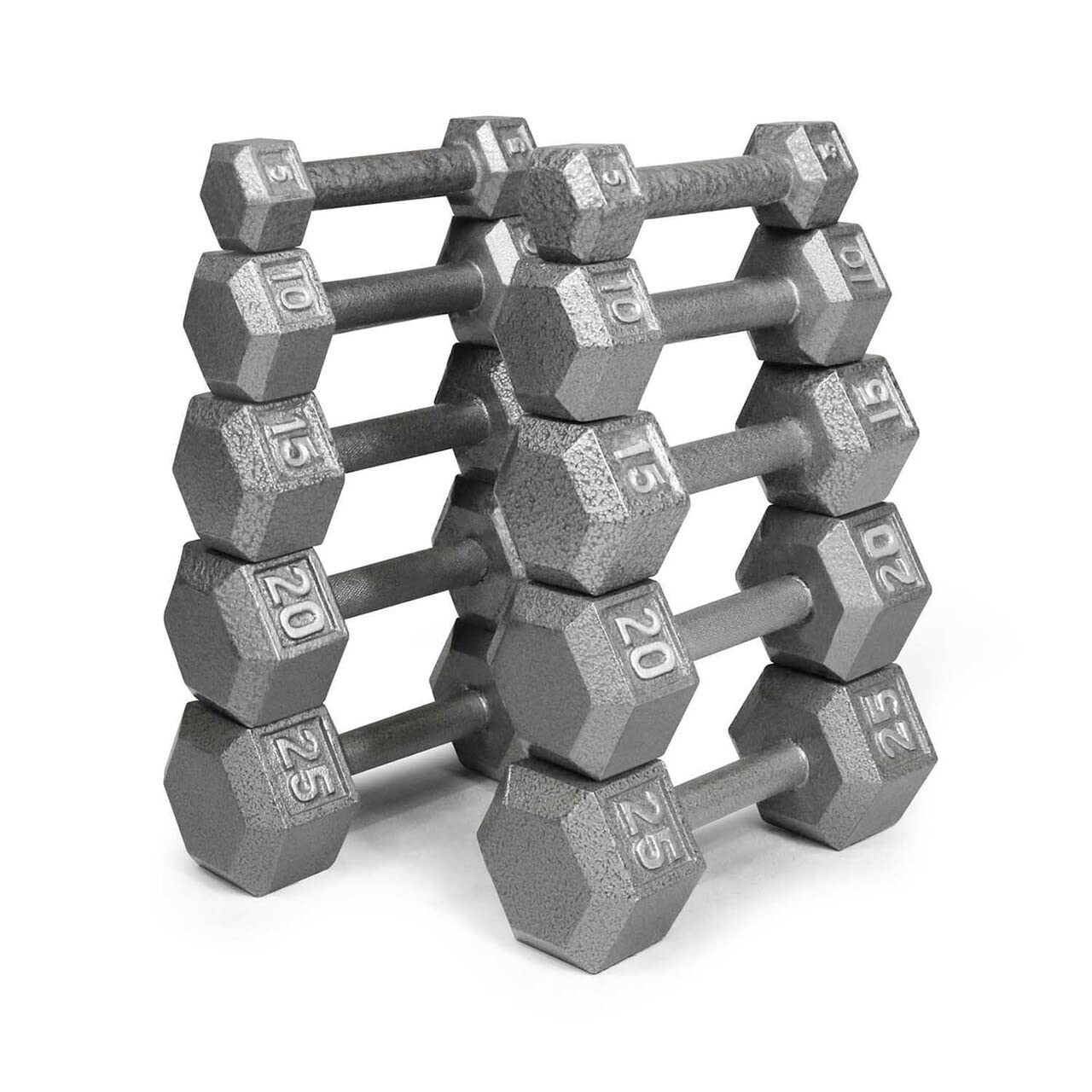 CAPHAUS Cast Iron Hex Dumbbell Set - Solid Grey Free Weights for Strength Training (Men & Women) | Home Gym Equipment for Full-Body Workouts, Weight Lifting & Fitness Training