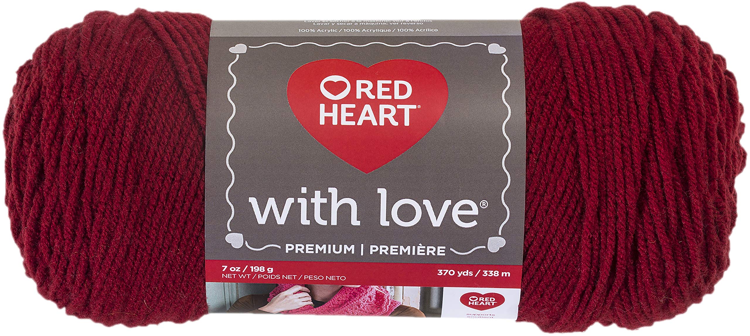 Red Heart with Love Yarn (3-Pack) Berry Red E400-19143 - Soft Premium Acrylic Yarn for Knitting & Crocheting - Perfect for Scarves, Blankets & DIY Crafts