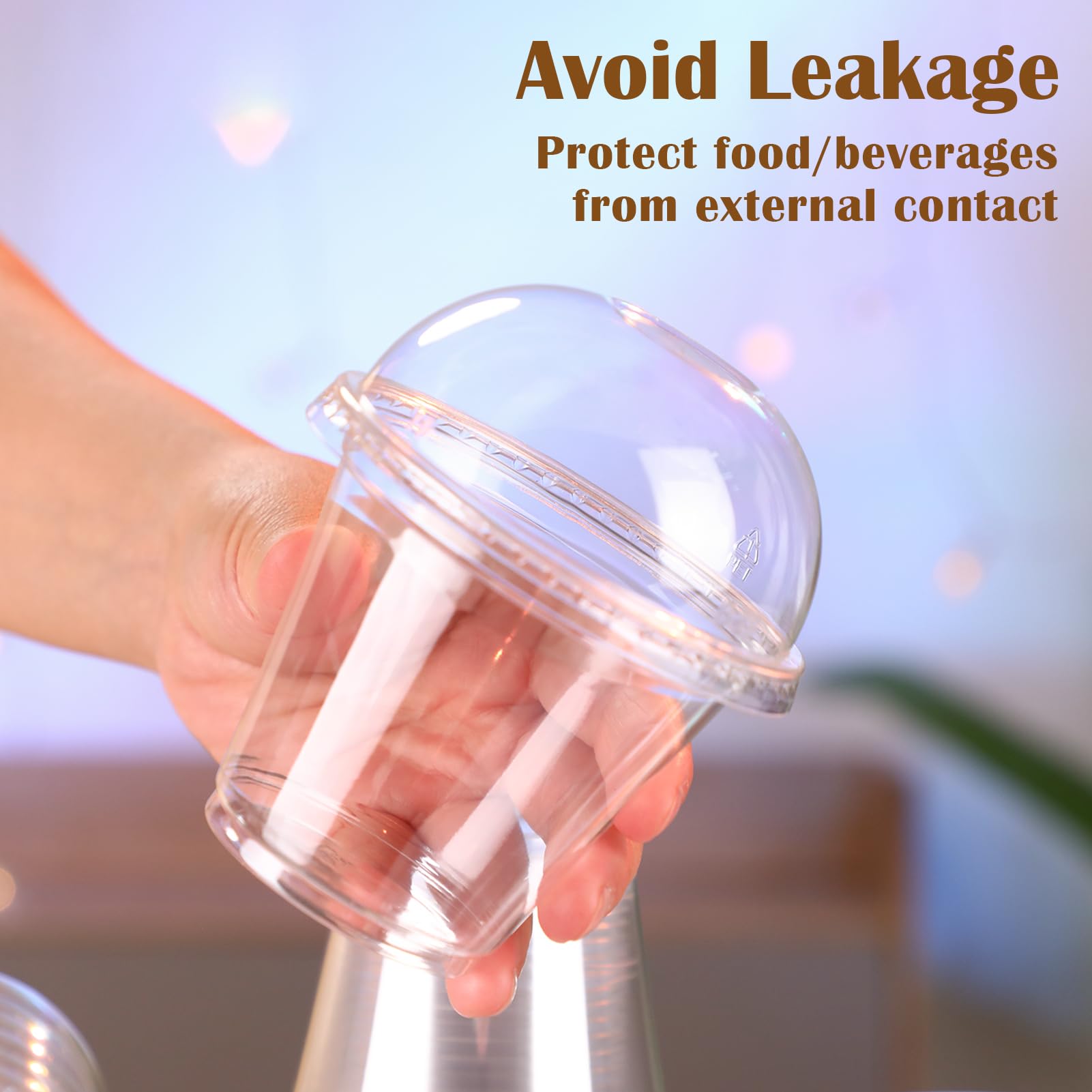 100 Pack 9 oz Clear Plastic Cups with Dome Lids - Disposable & Reusable Dessert Cups for Ice Cream, Cake, Snacks, Fruit, Cold Drinks - Perfect for Parties, Catering, Restaurants & Home Use