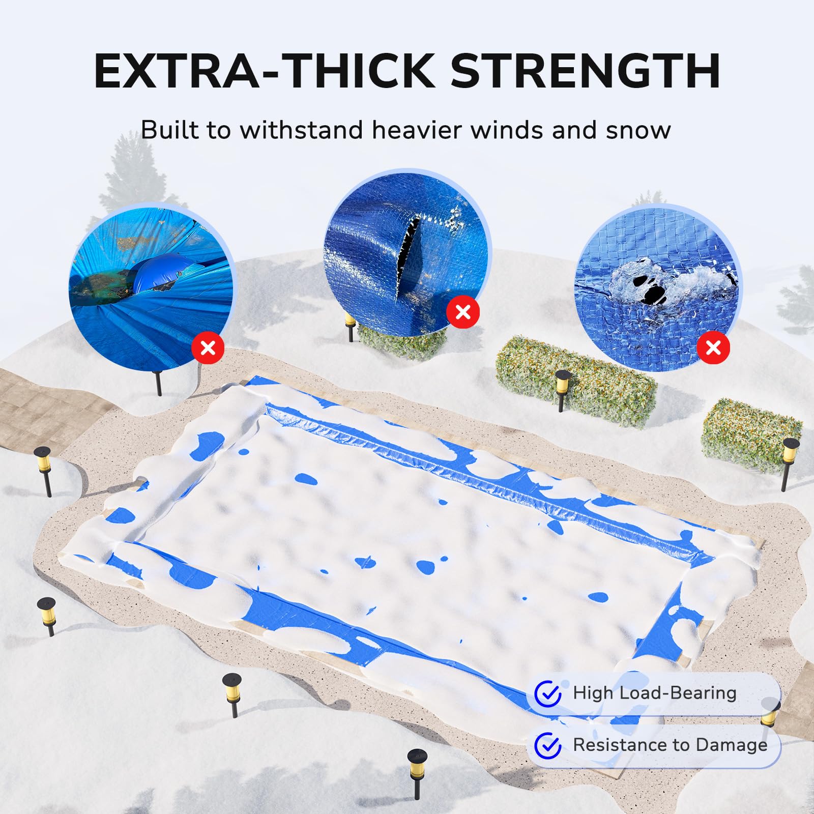 Future Way 20x40 FT Heavy Duty Rectangular Winter Pool Cover - Superior Strength & UV Resistant Inground Swimming Pool Cover for Cold Weather Protection | Perfect for Winterizing & Protecting Your Pool from Debris