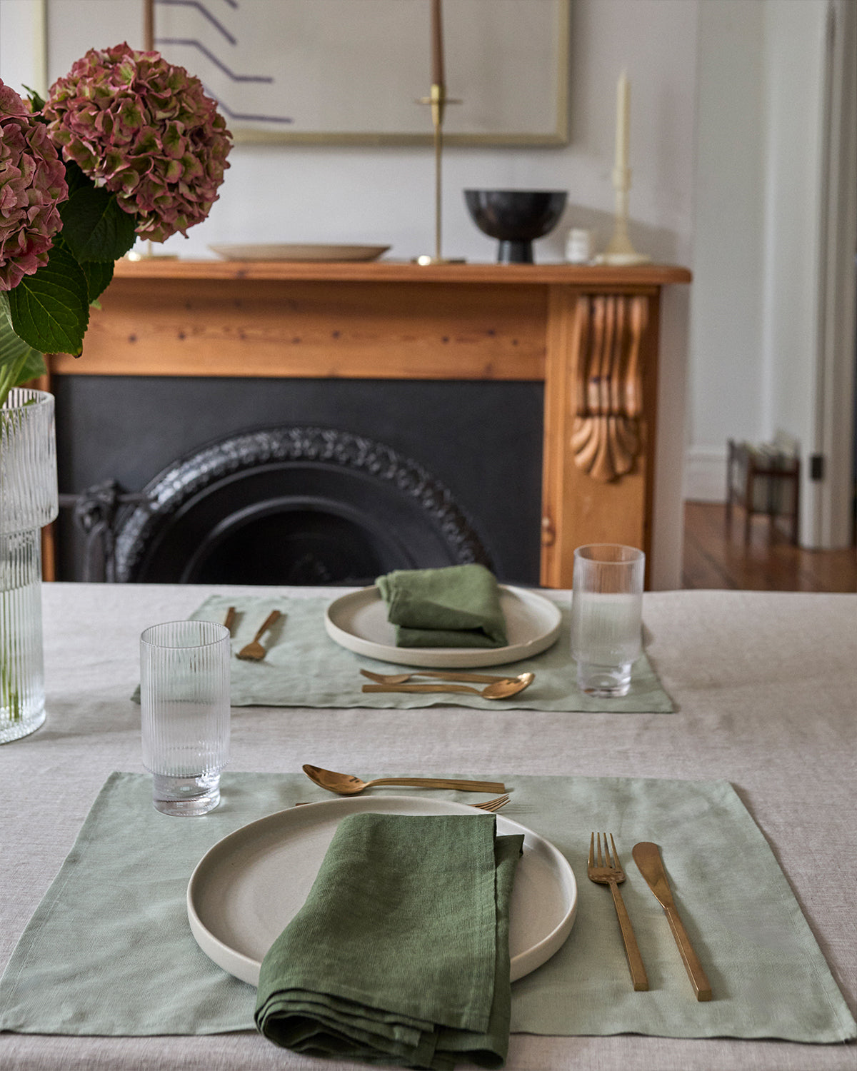 Premium Sage Green 100% French Flax Linen Placemats - Set of 4 Natural & Eco-Friendly Table Mats for Dining, Kitchen, and Home Decor