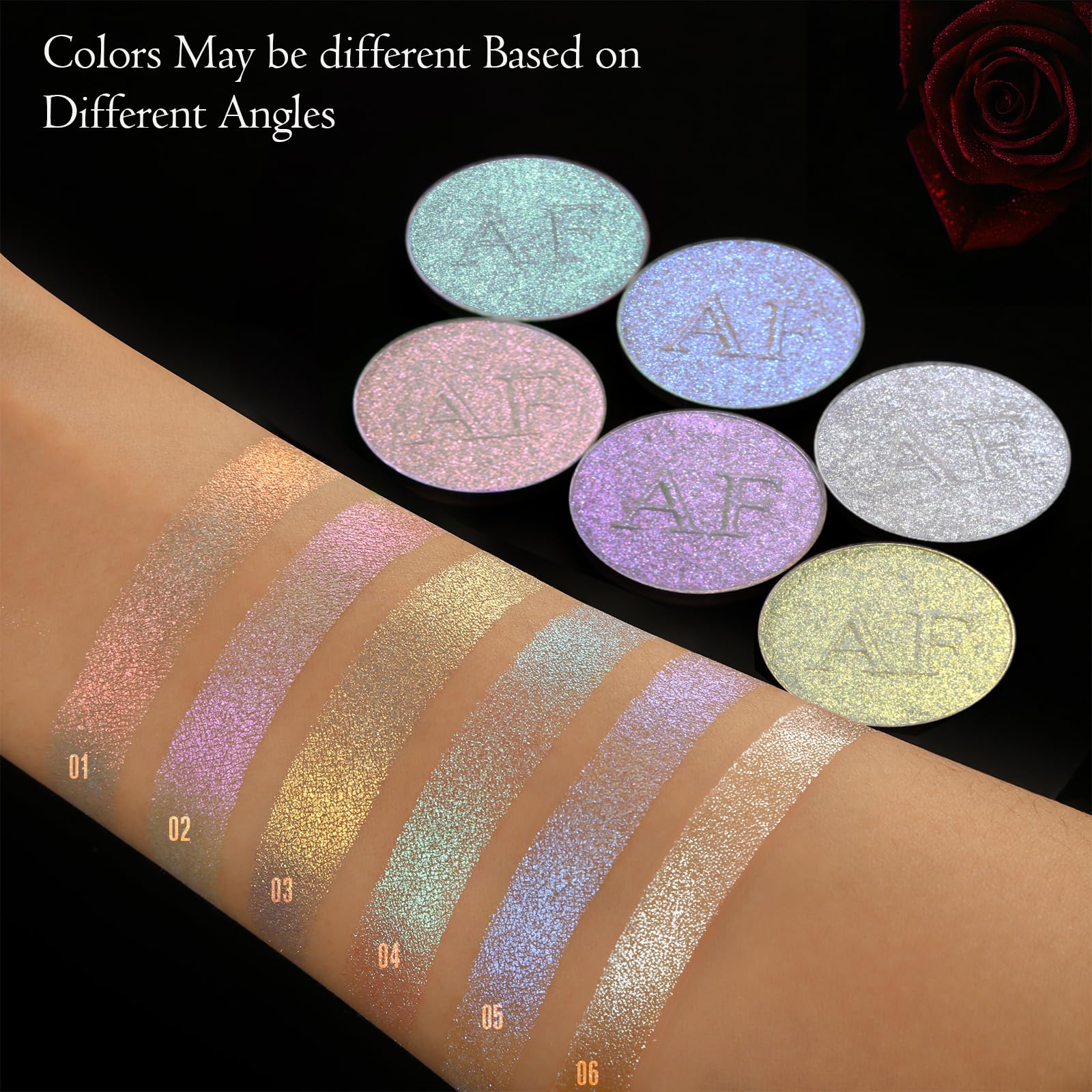 Duochrome Highlighter Makeup - Chameleon Holographic Mineral Powder for Face & Body | Waterproof Blue Purple Glow | Silky Smooth Shine | #05 | Perfect for Festival Makeup, Night Out Glam & Photoshoot Looks