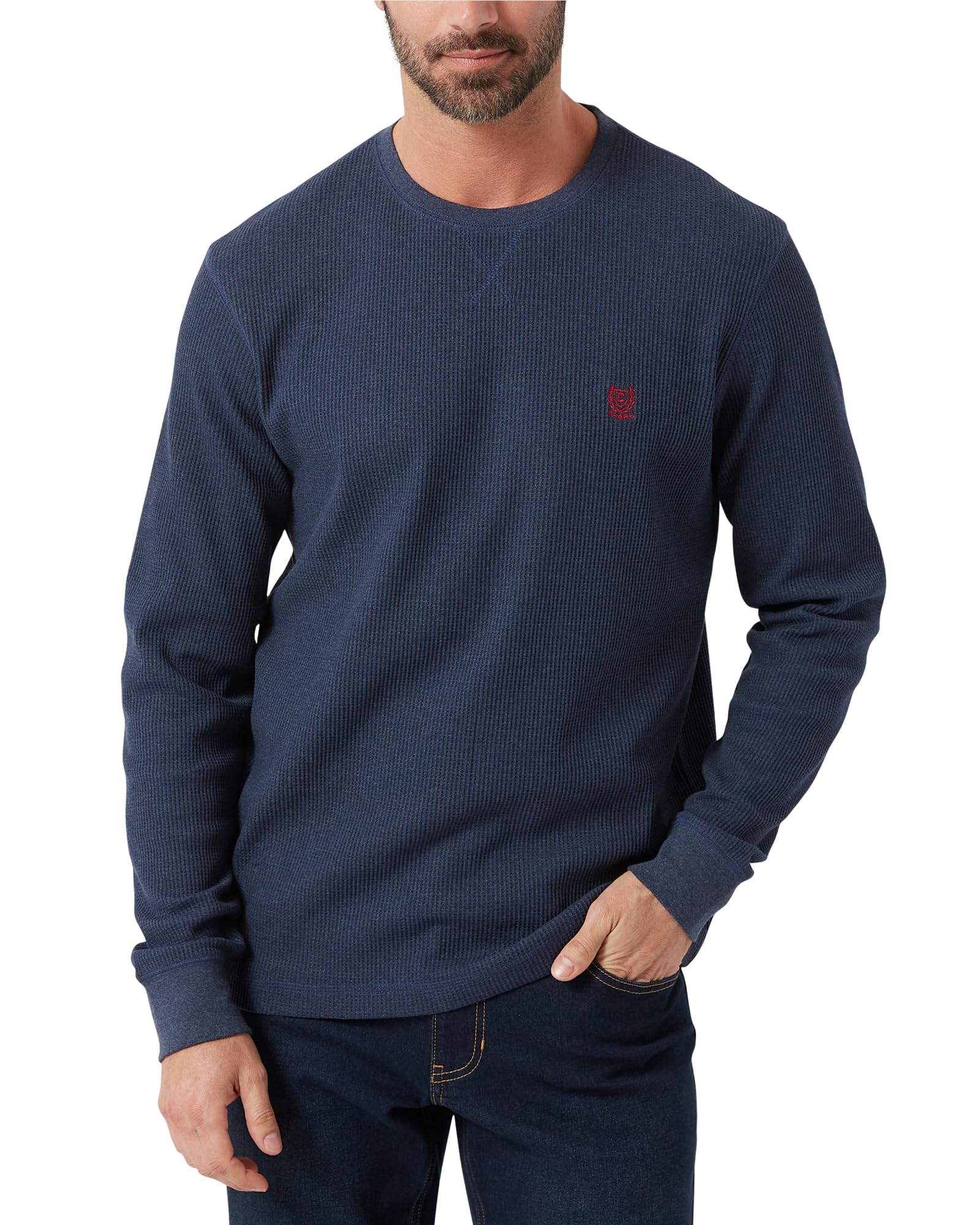 Chaps Men's Long Sleeve Thermal Shirt - Casual Crewneck Waffle Knit Button Down Shirt for Men (Sizes M-XXL) - Perfect for Winter Layering, Outdoor Activities & Office Wear