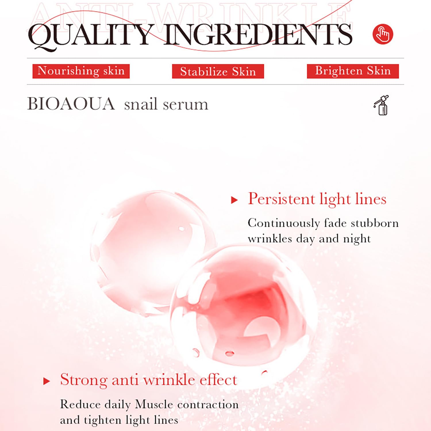 BIOAQUA Snail Essence Facial Serum with Collagen Protein - Anti-Wrinkle, Moisturizing & Nourishing Skin Care for Smooth Face - 30ml / 1fl.oz - Perfect for Daily Skincare Routine & Anti-Aging Treatment