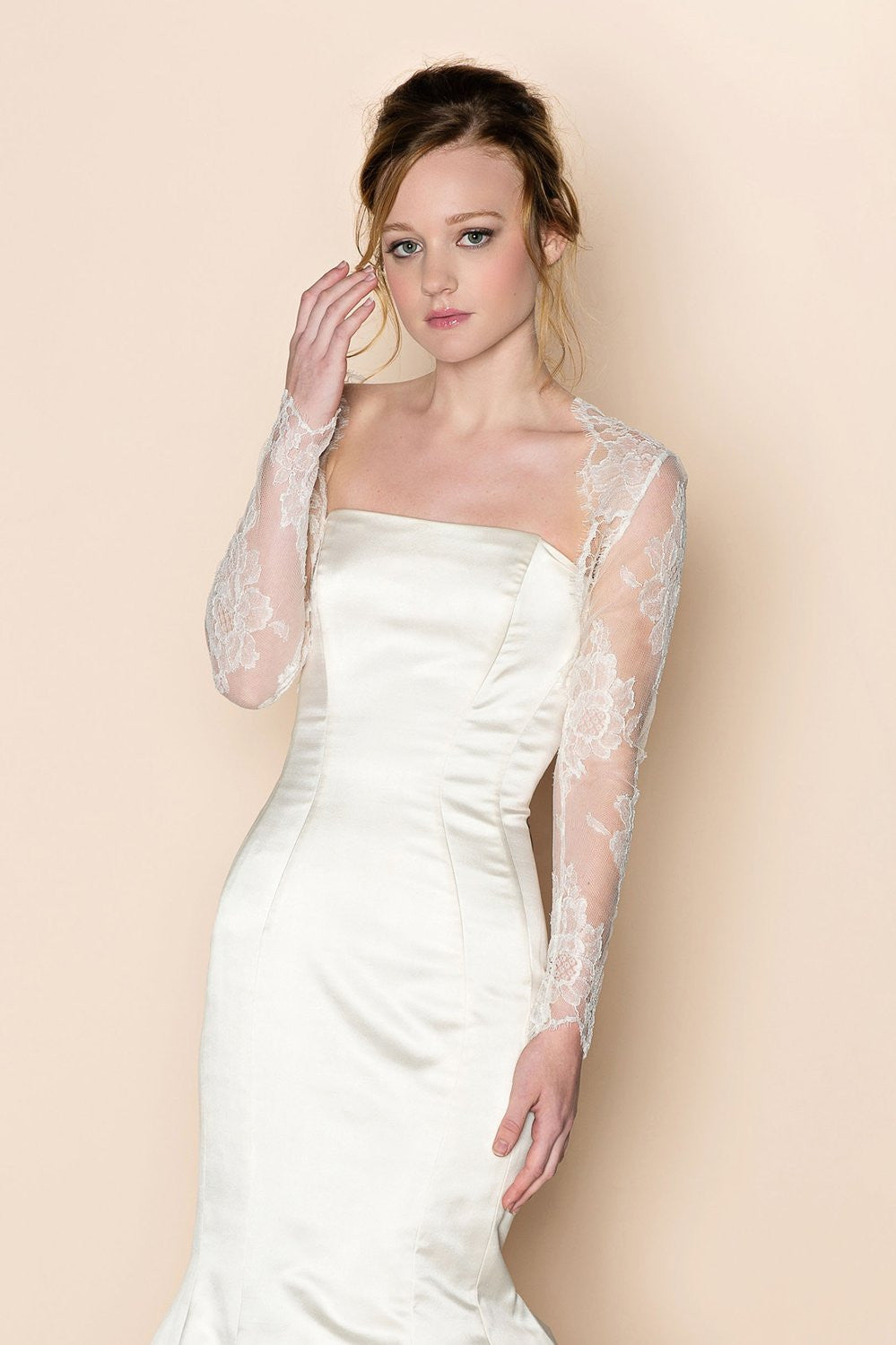 Roseline Bridal French Lace Sheer Tulle Bolero Cover Up Shrug - Elegant Wedding Shoulder Wrap for Brides, Bridesmaids & Formal Events