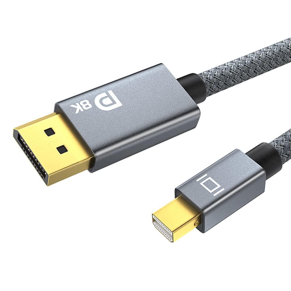 QCEs 8K Mini DisplayPort to DisplayPort 1.4 Cable 10Ft - Thunderbolt to DP Cable 8K@60Hz 4K@144Hz - Compatible with MacBook, iMac, Mac Mini to DP Monitor - Perfect for Gaming, Video Editing & 4K/8K Ultra HD Display Connectivity