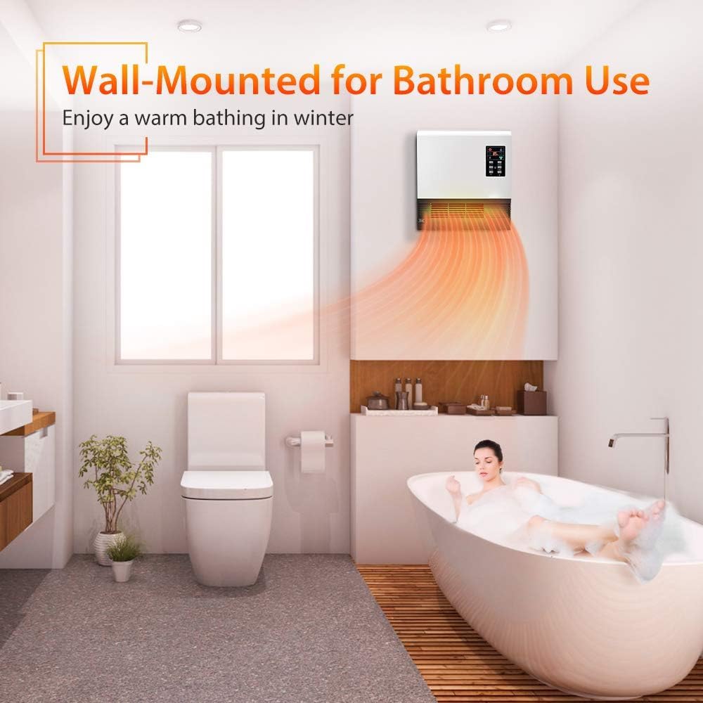 Airchoice 1500W Electric Space Heater - Wall Mounted or Stand Use with Timer & 3 Heating Modes | Energy Efficient Infrared Heater for Bedroom, Bathroom & Office | Perfect for Winter Warmth & Small Room Heating