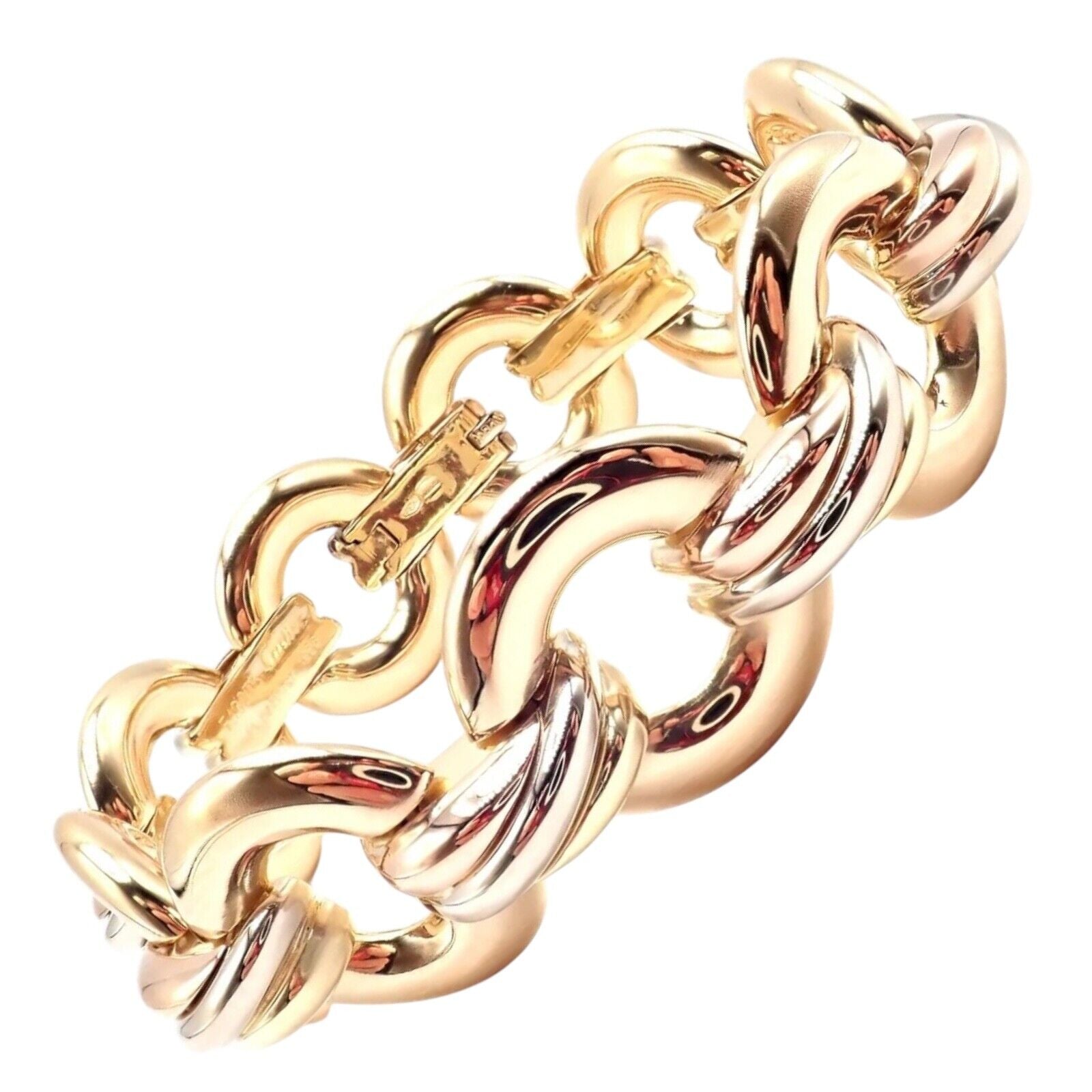 Authentic Cartier Trinity 18k Tri-Color Gold Round Link Bracelet Vintage 1996 - Luxury Jewelry Gift for Women, Perfect for Anniversaries & Special Occasions