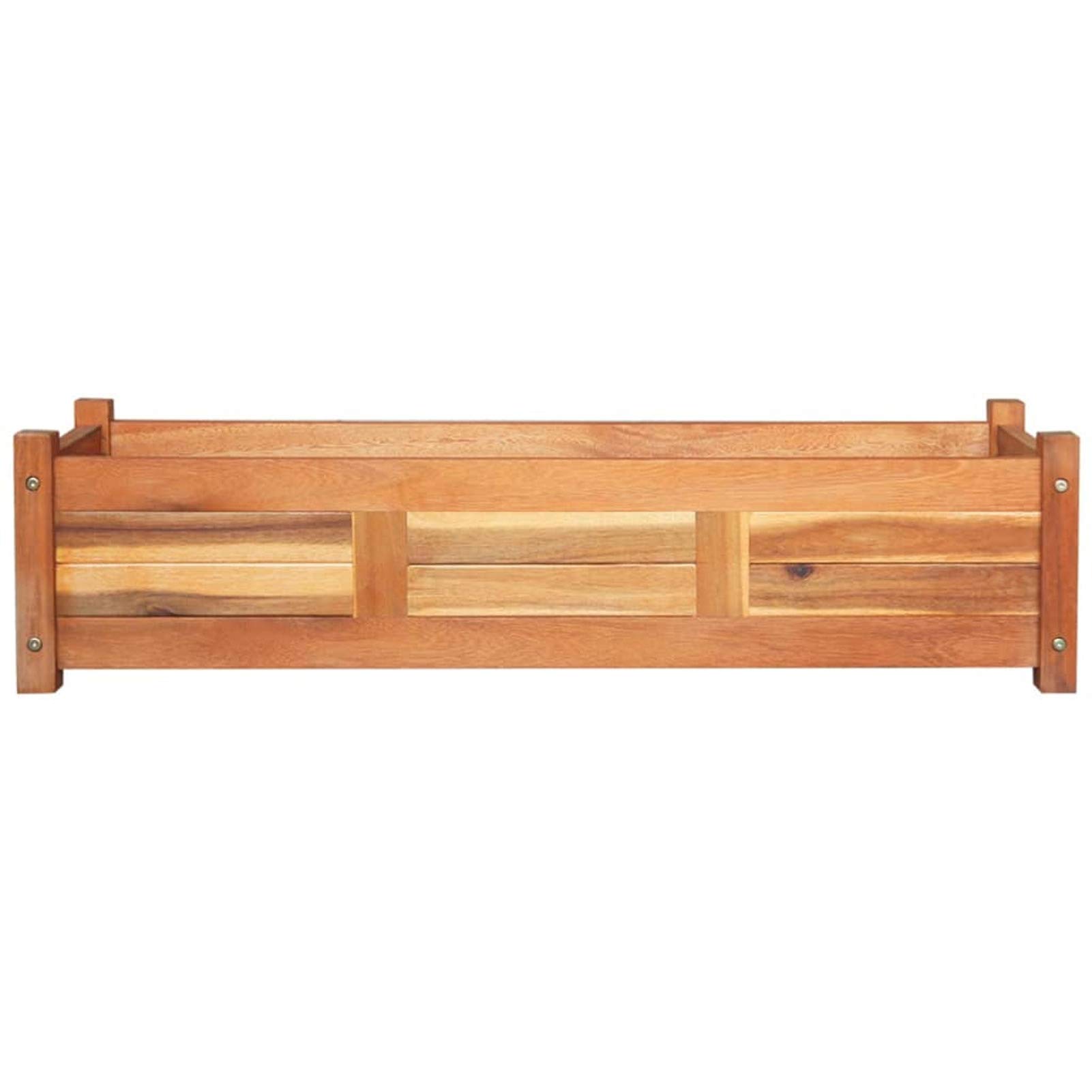 Galvanized Metal Raised Garden Bed Planter Set - 2 Pack Acacia Wood (39.4