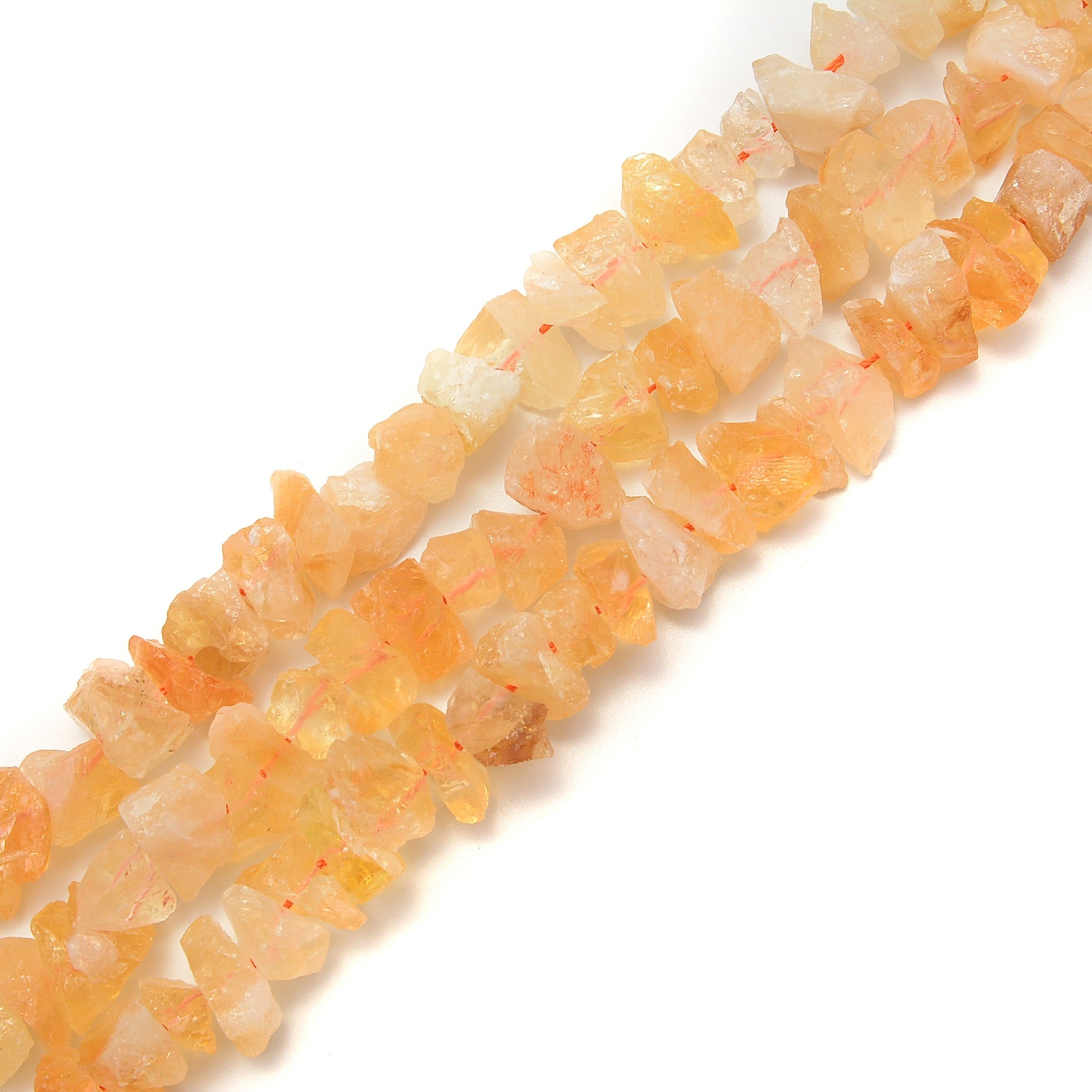 Natural Citrine Rough Nugget Chunks - 6x14mm Center Drill Beads (15.5 Inch Strand) for Jewelry Making, DIY Crafts & Healing Crystal Decor | Perfect for Necklaces, Bracelets & Home Decoration