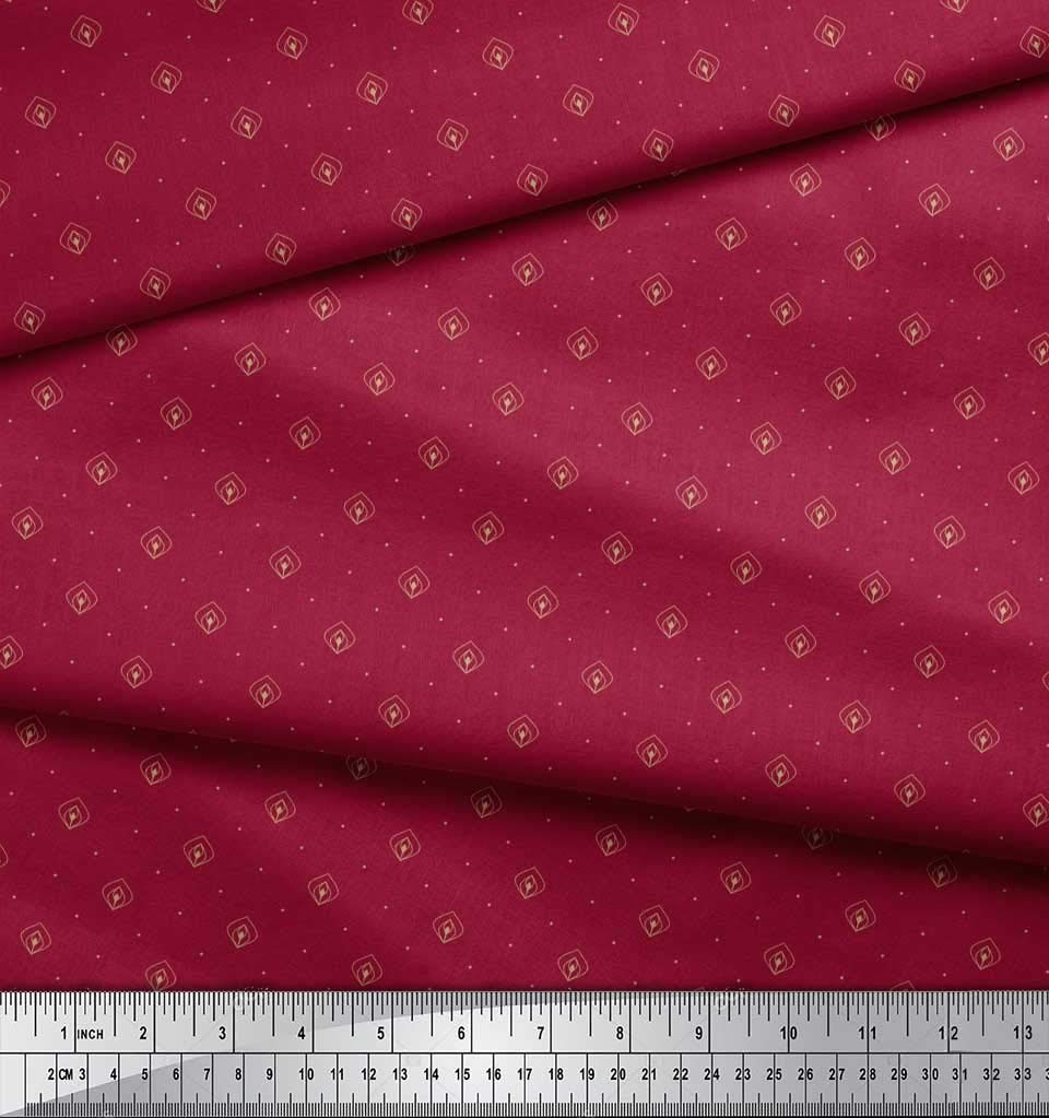 Soimoi Moss Georgette Brown Fabric by The Yard - 42 Inch Wide Printed Fabric with Geometric & Ogee Patterns - Perfect for Dresses, Scarves, Curtains and DIY Craft Projects