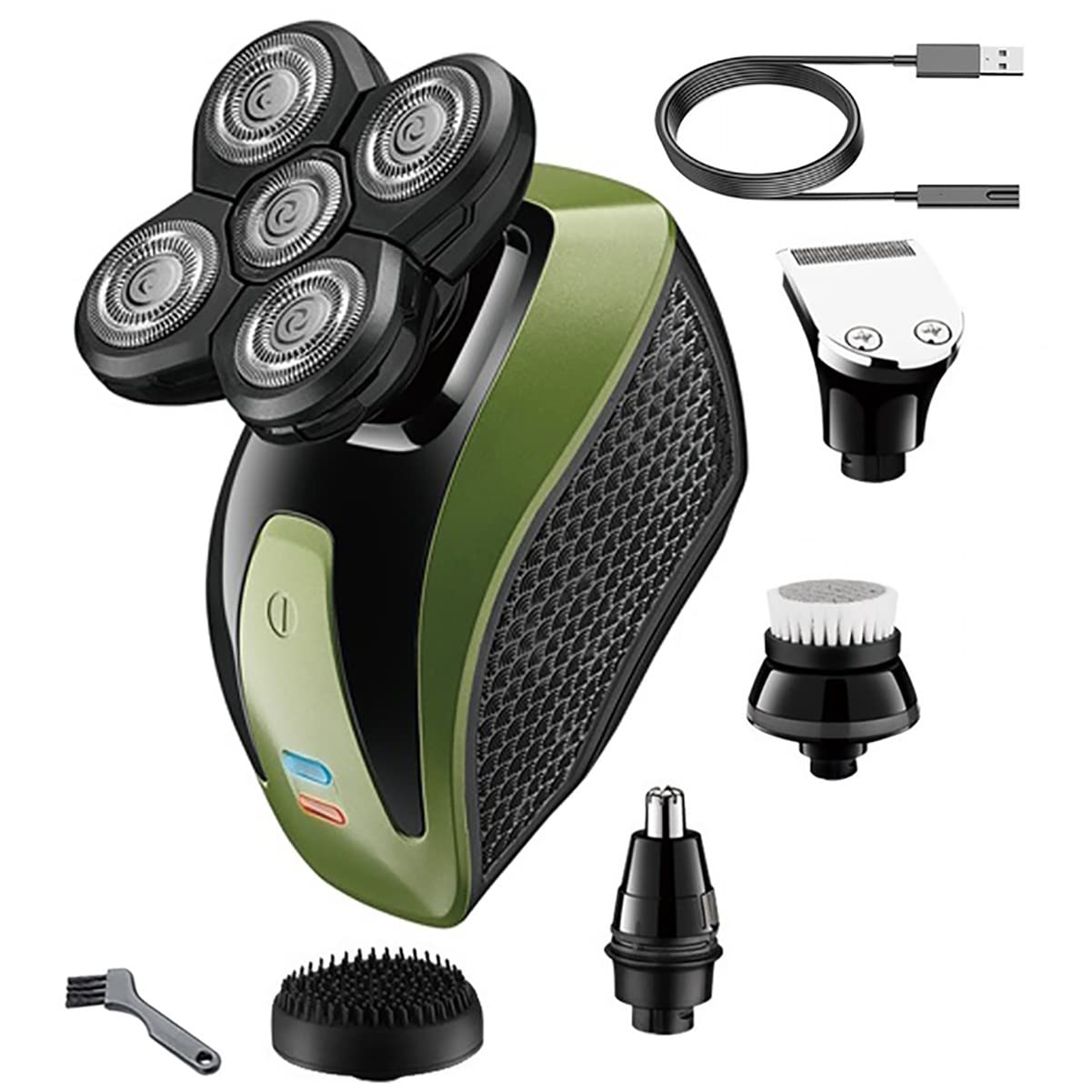 5-in-1 Waterproof Electric Razor for Men - Rechargeable Beard Trimmer & Bald Shaving Machine with Hair Clipper | Perfect for Travel, Home Grooming & Wet/Dry Shaving