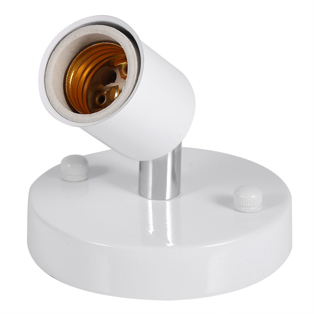 E27 Modern Vintage Table Lamp Base Holder - 180° Rotating Ceiling & Wall Mounted Light Socket (White) - Perfect for Bedroom, Living Room & Office Lighting