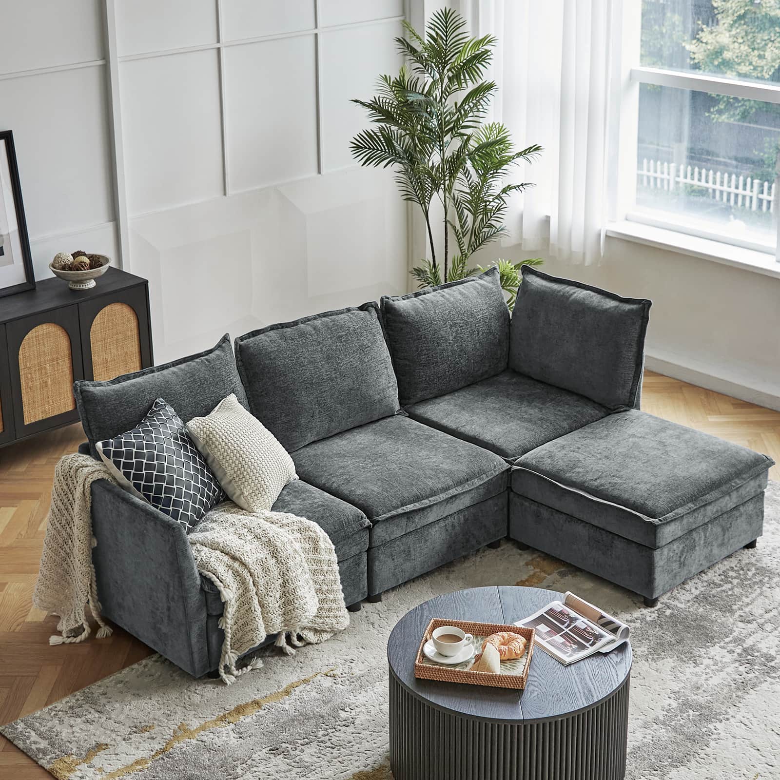 Harmetrix Oversized Soft Sectional Couch with Storage | Modern L-Shaped Sofa Bed with Hidden Compartment | Perfect for Living Room, Family Room & Small Spaces