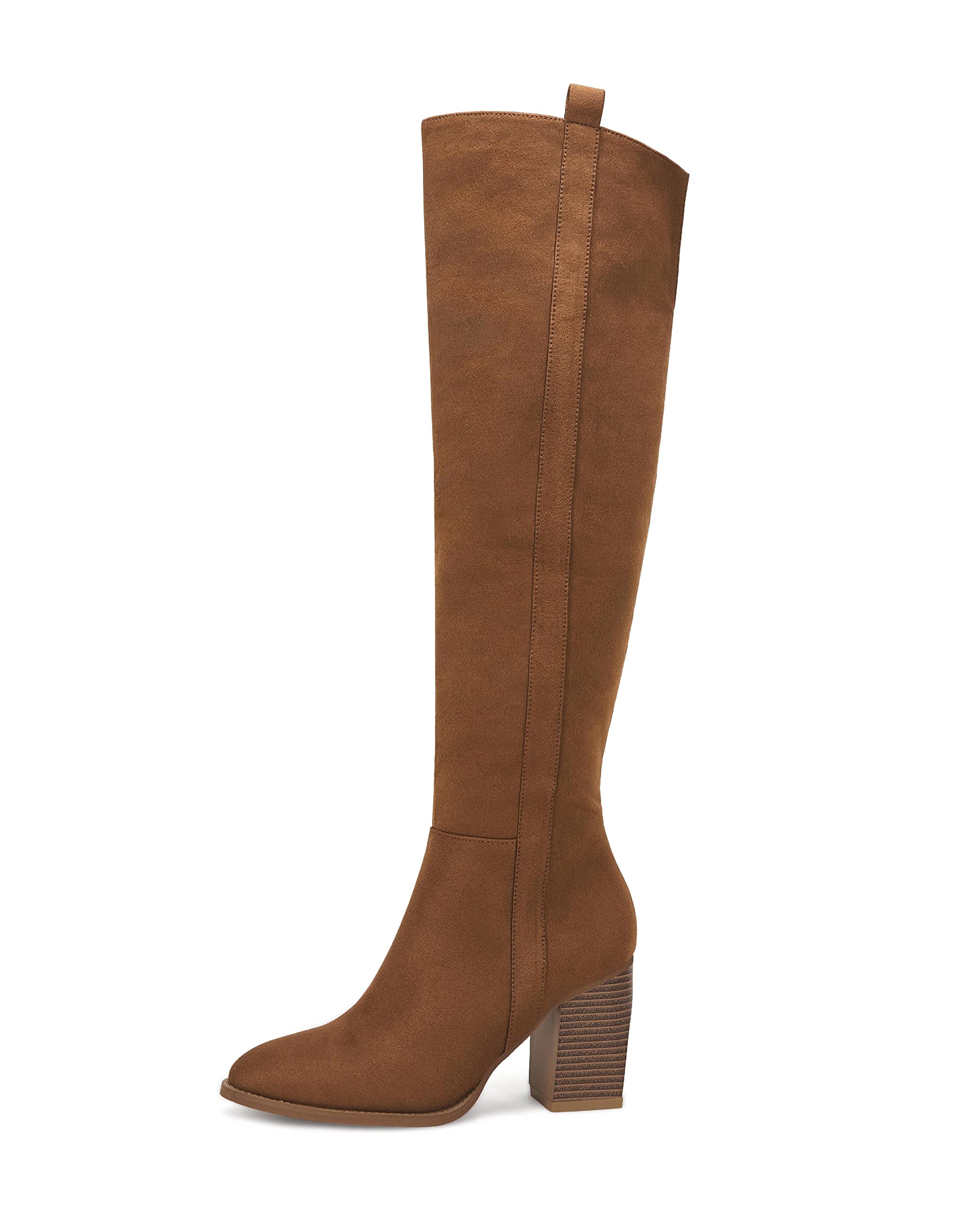 Ermonn Women's Faux Suede Knee High Boots with Side Zipper & Chunky Heel - Stretch Winter Boots for Cold Weather, Snow & Outdoor Fashion