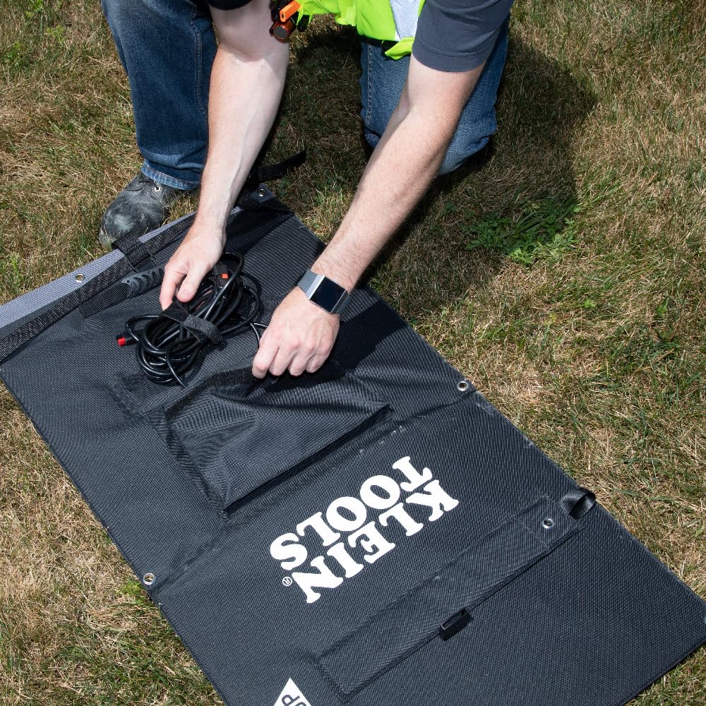 Klein Tools 29250 60W Foldable Solar Panel - Portable Solar Charger for Power Banks, Phones, Tablets & Outdoor Camping Gear | Perfect for Hiking, RV Trips & Emergency Power Backup