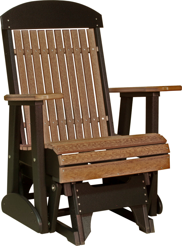 LuxCraft 2-Foot Classic Wooden Porch Glider Swing - Outdoor Patio Furniture for Relaxing in Garden, Deck, or Backyard