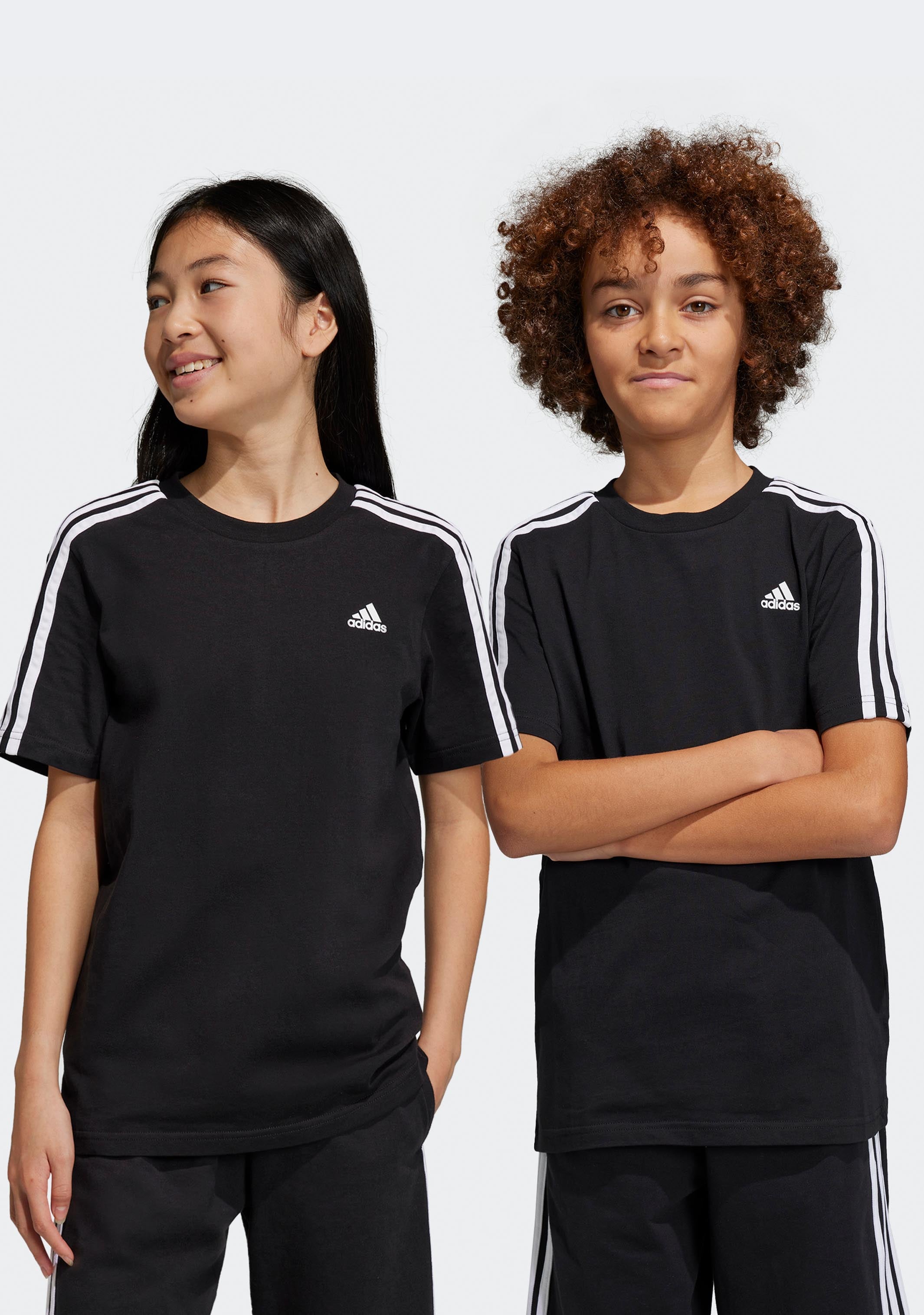 Adidas Kids' Essentials 3-Stripes Cotton T-Shirt - Comfortable Casual Wear for Boys & Girls - Perfect for School, Playdates & Everyday Outfits