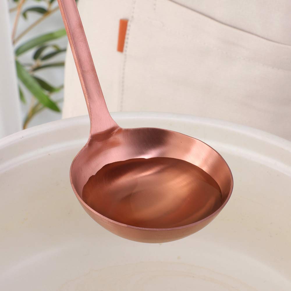 Premium 2-Piece Rose Gold Soup Ladle Set - Long Handle Stainless Steel Slotted Spoons for Cooking, Serving & Hotpot | Durable Kitchen Utensils for Soup, Stew & Pasta