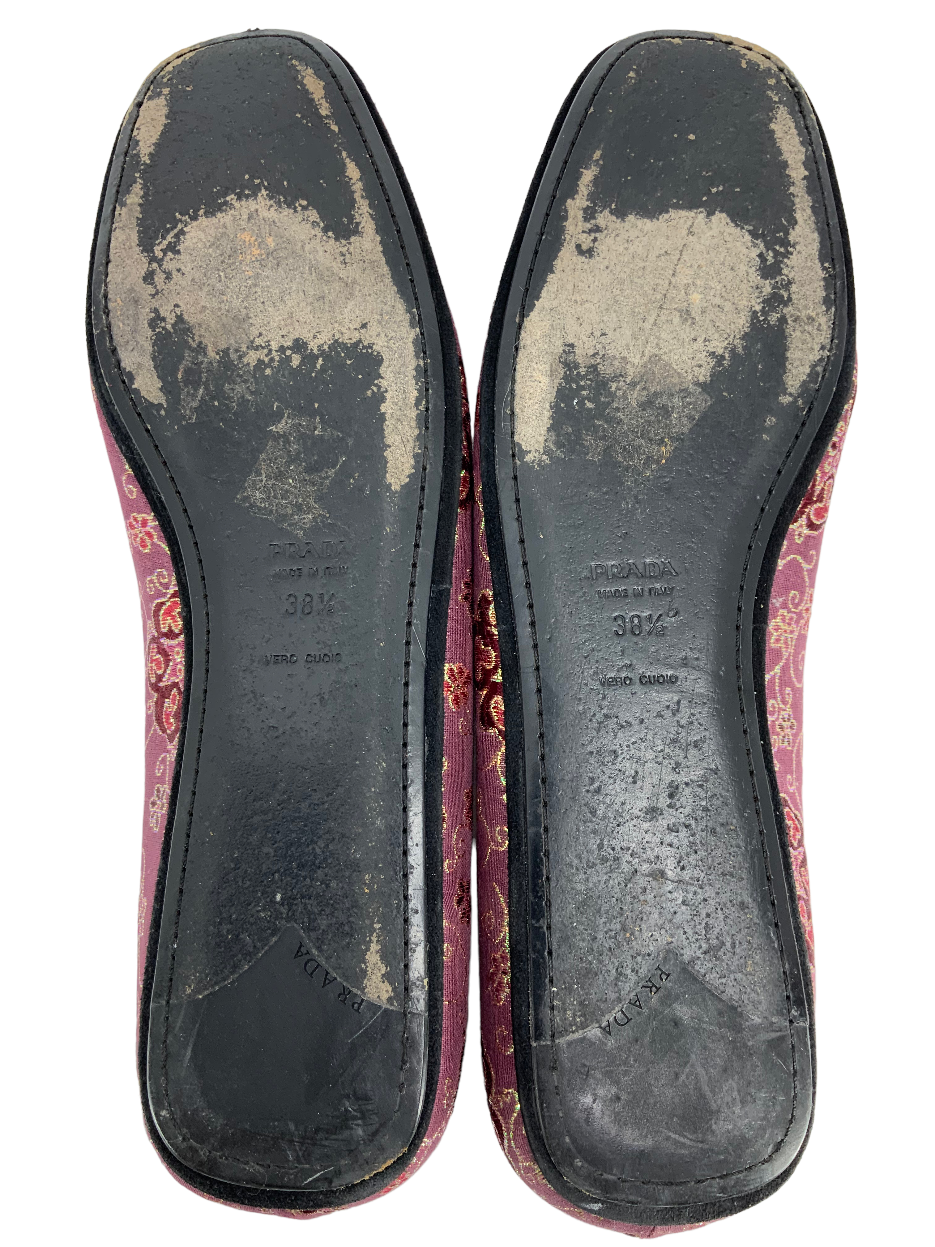 PRADA Jacquard Fabric Ballet Flats Women's Size 8.5 - Elegant & Comfortable for Work, Party & Daily Wear