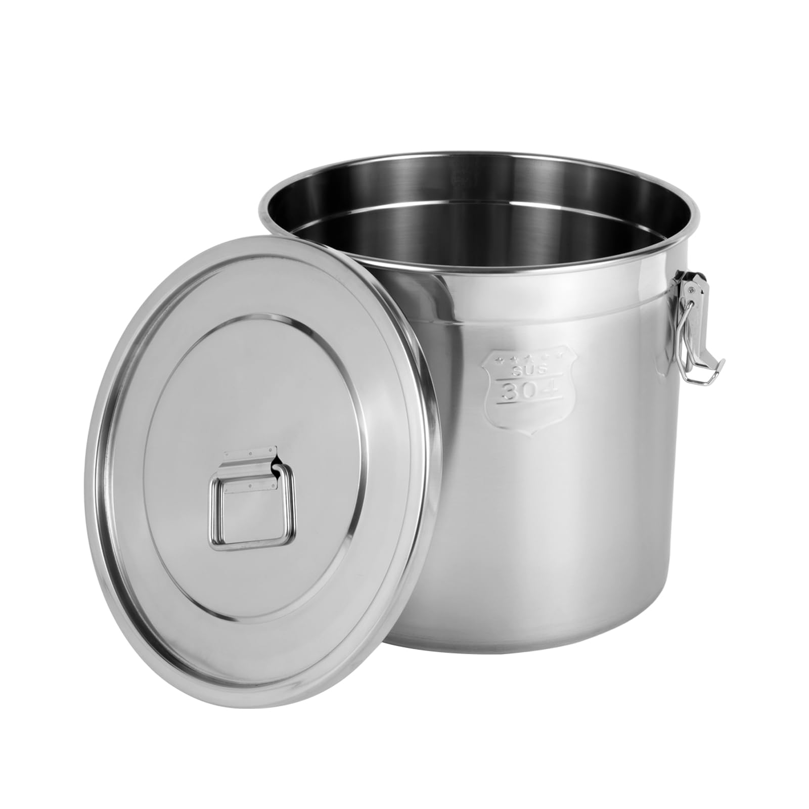 Premium 304 Stainless Steel Airtight Food Storage Container - 21L Large Capacity Kitchen Canister for Rice, Cereal, Grains & Dry Goods | Leakproof Metal Kitchen Storage with Secure Lid & Comfortable Handles | Ideal for Pantry Organization, Bulk Food Storage & Home Kitchen Use (Silver)