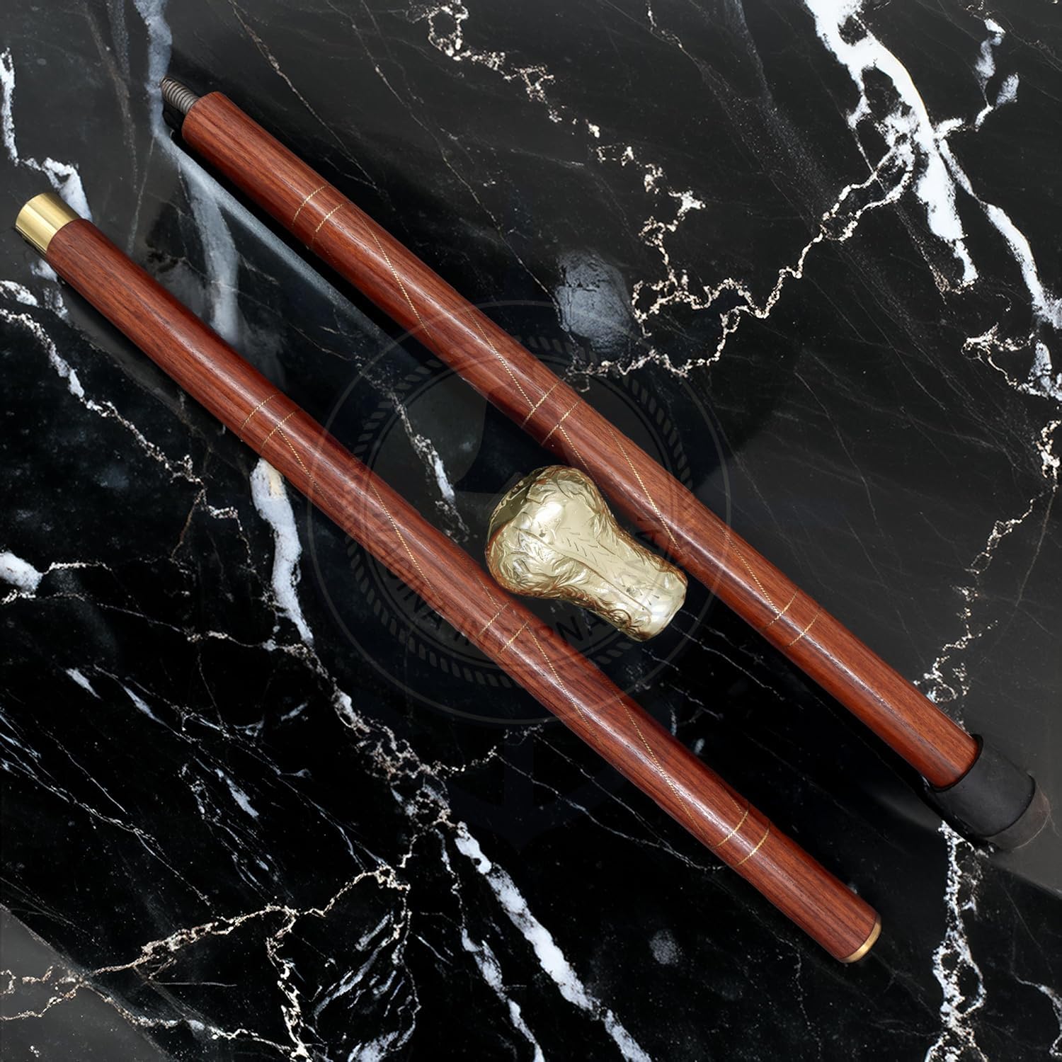 Elegant Aluminum & Brass Decorative Rosewood Walking Cane - Full Size Adjustable Walking Stick for Men & Women - Perfect for Hiking, Fashion Accessory, and Elderly Support