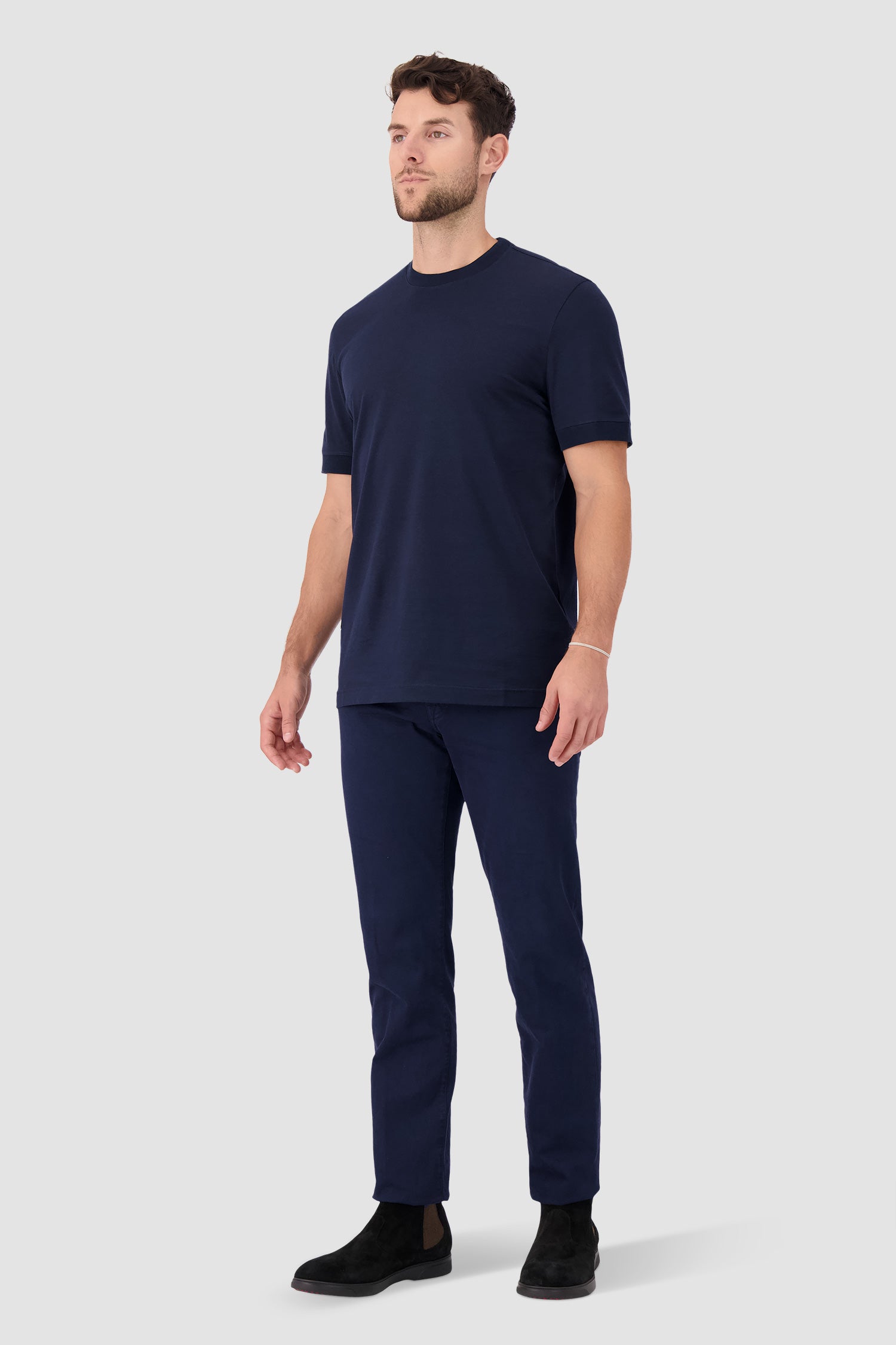 Premium Kiton Navy Blue Cotton T-Shirt for Men - Soft, Breathable & Stylish Casual Wear for Everyday Outfits & Summer Wardrobe