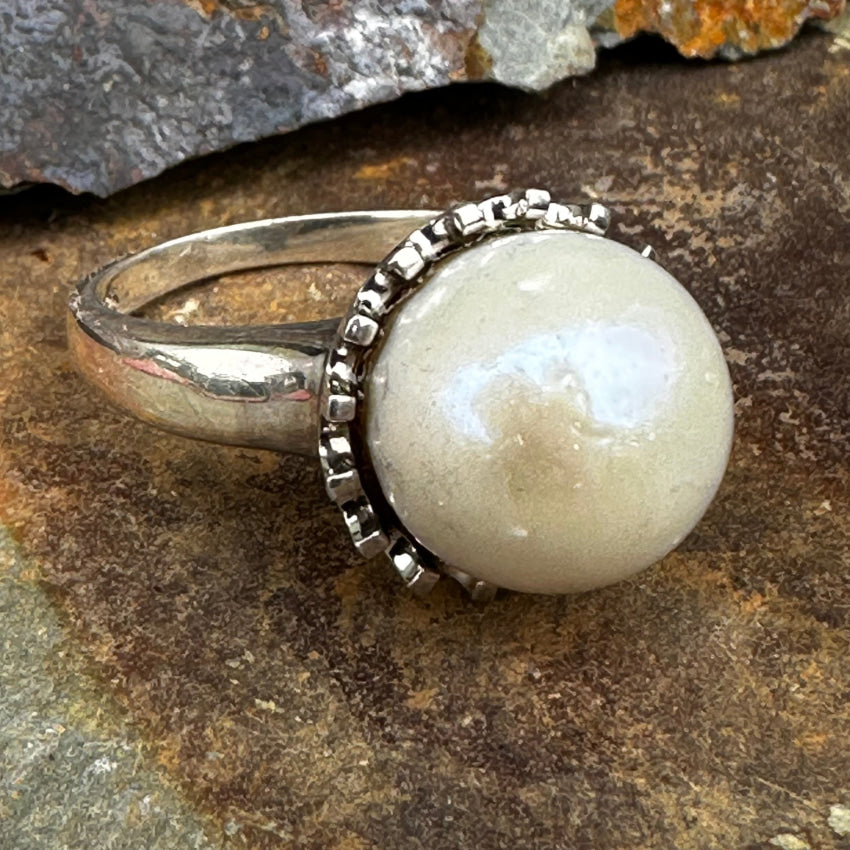Elegant Sterling Silver Pearl Ring - Size 10 | Perfect for Weddings, Anniversaries & Special Occasions