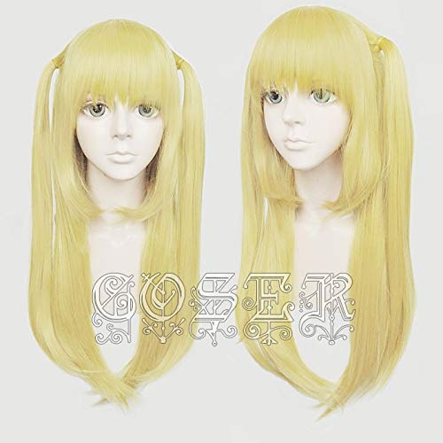 Anime Death Note Misa Amane Cosplay Wig - 60cm Long Golden Synthetic Heat Resistant Hair with Free Wig Cap | Perfect for Halloween, Cosplay Events & Anime Conventions
