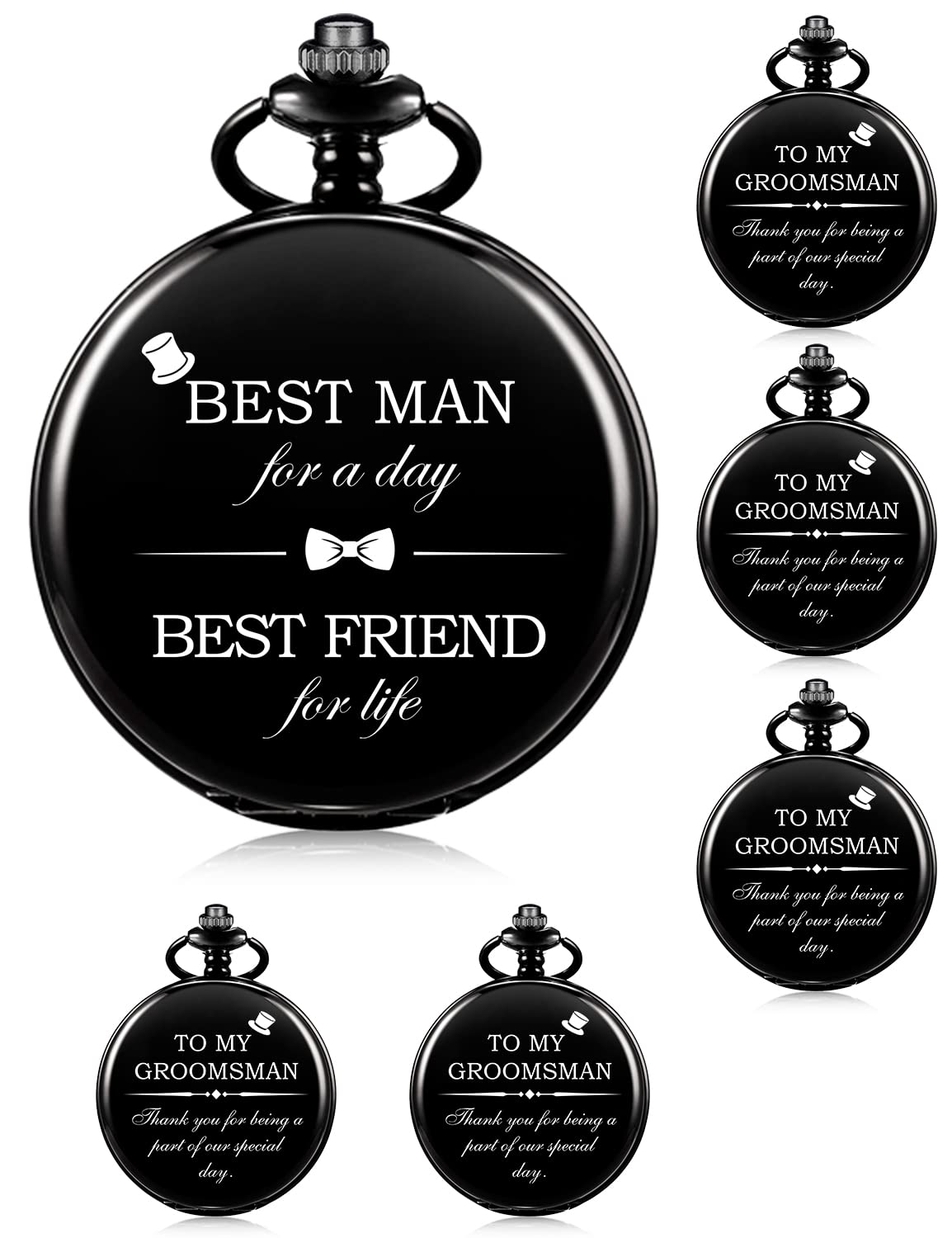 ManChDa Engraved Pocket Watch for Men - Premium Groomsmen Gift Set, Bestman Wedding Accessories - Perfect for Weddings, Anniversaries & Special Occasions