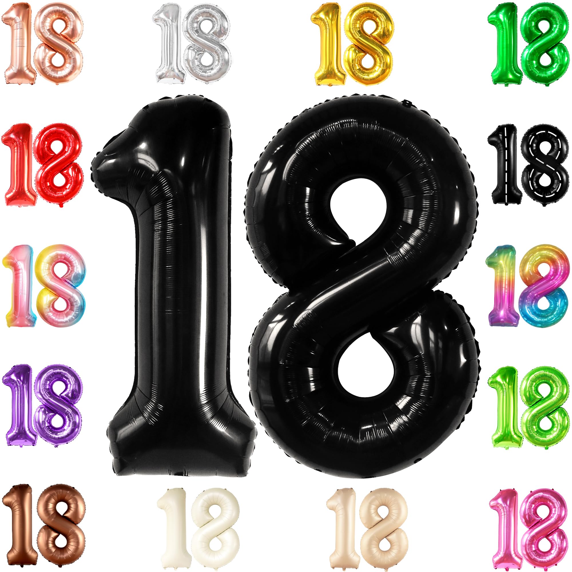 **KatchOn 40 Inch Giant Black 18 Balloon Numbers - Happy 18th Birthday Party Decorations for Boys & Girls - Perfect for Birthday Backdrops, Photo Booths & Milestone Celebrations**