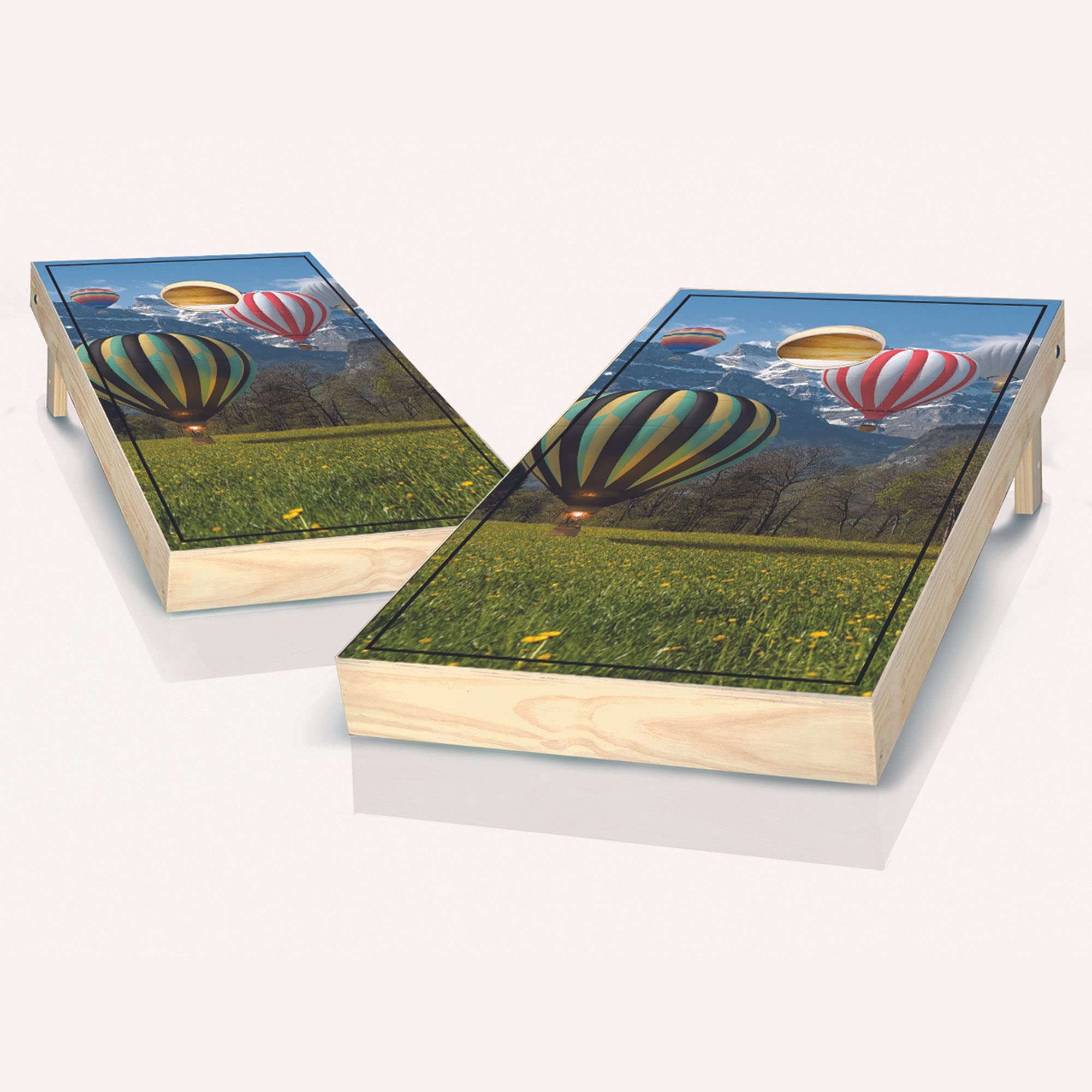 Skip's Garage Hot Air Balloon Cornhole Game Set - Includes 2 Boards, 8 Bean Bags & Accessories - Outdoor Lawn Games for Backyard Parties, Tailgating & BBQ Events