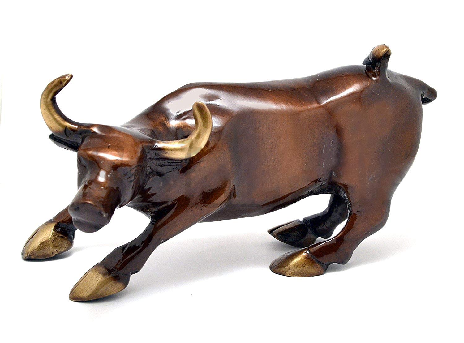 eSplanade Brass Charging Bull Statue - 5 Inch Wall Street Bull Replica - Premium Office & Home Decor - Perfect for Desk Display, Gift, or Financial Motivation