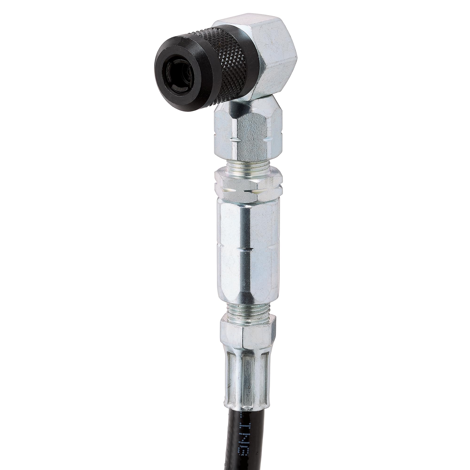 90 Degree Grease Gun Coupler - 18 Inch Flexible Hose with Threaded Connection & Swivel Head | Compatible with Grease Gun Fittings | 31mm Length for DIY, Garage & Auto Mechanics | Perfect for Lubricating Hard-to-Reach Bearings, Joints & Machinery Parts