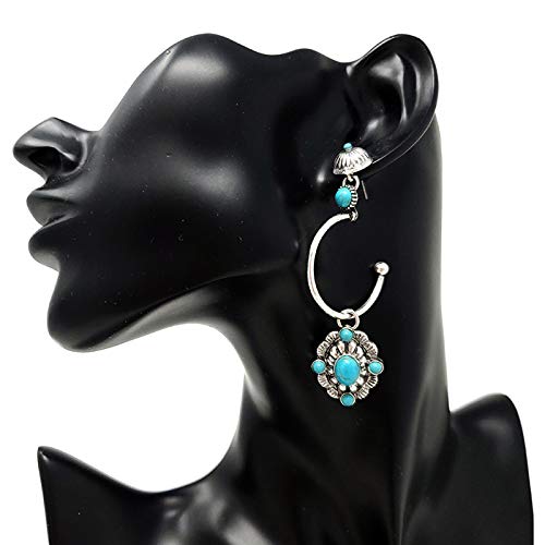 Authentic Western Turquoise Concho Post Earrings | Navajo Style Handmade Jewelry for Women | Perfect for Boho, Festival & Southwest Fashion